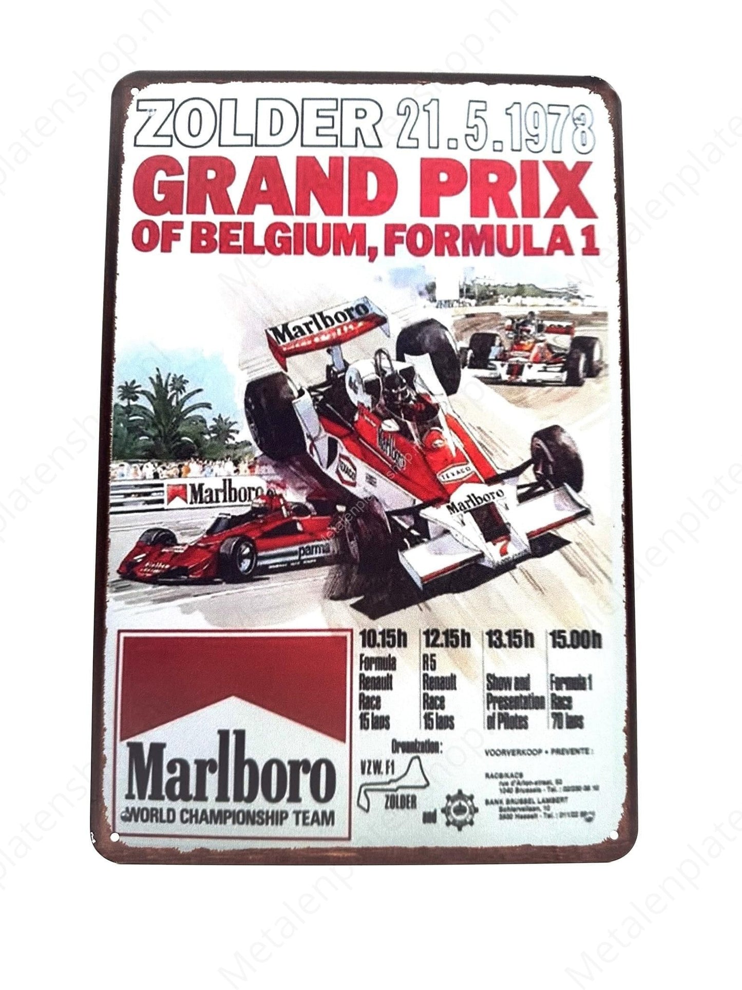 Attic 21.05.1973 - Großer Preis von Belgien - F1 - Metallwandschild