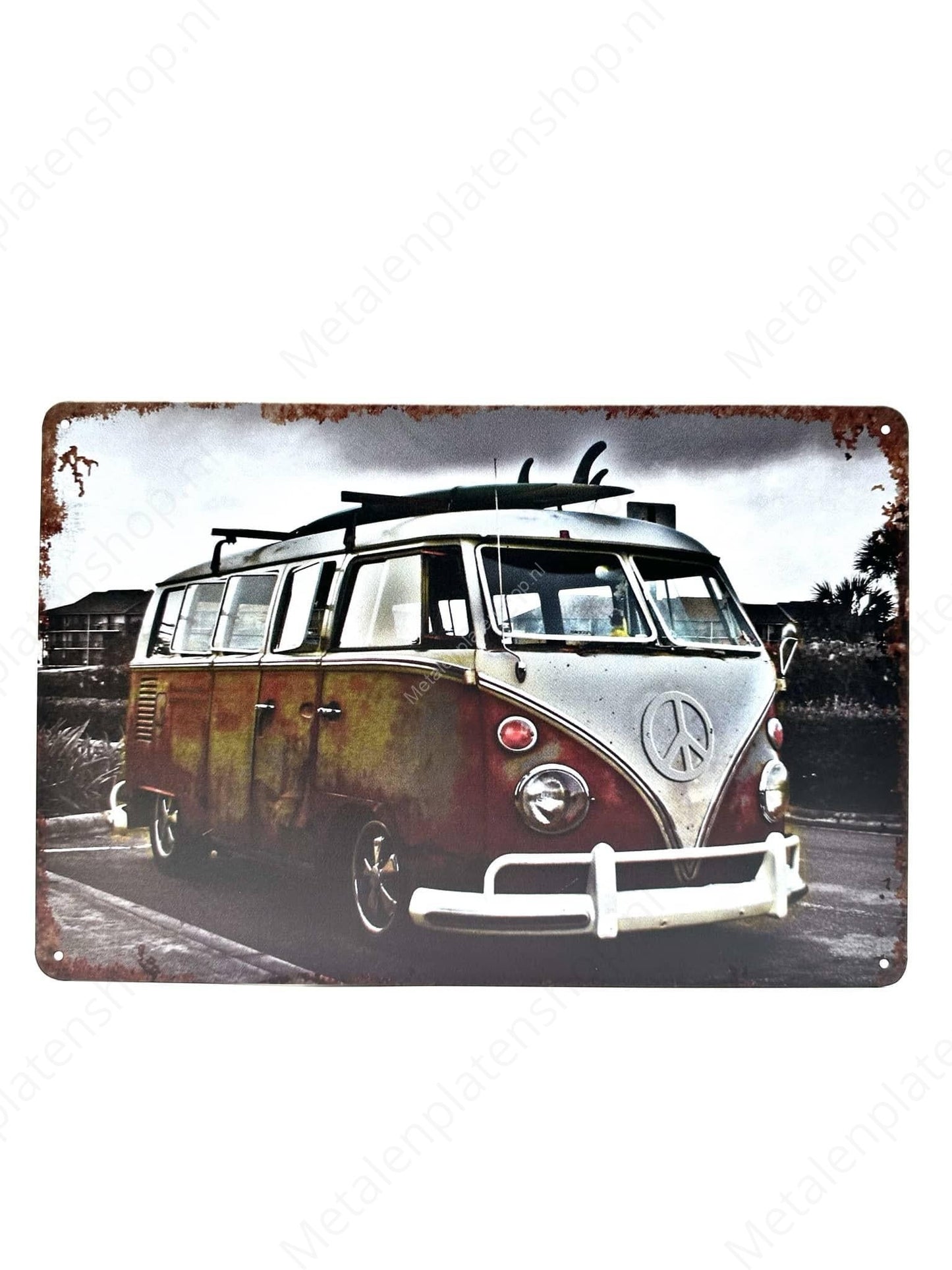 Volkswagen Transporter - Red - Metal Wall Sign