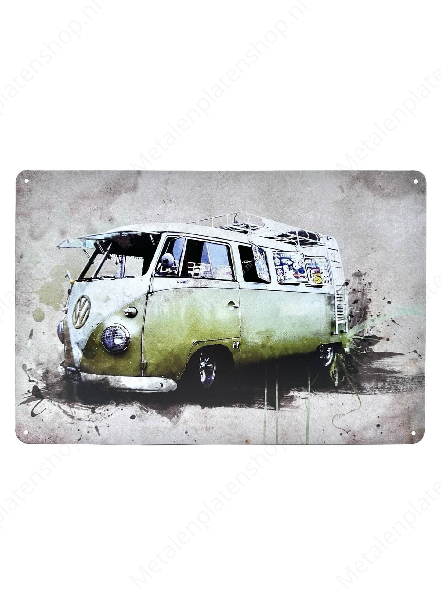 Volkswagen Transporter - Peace - Green - Metal Wall Sign