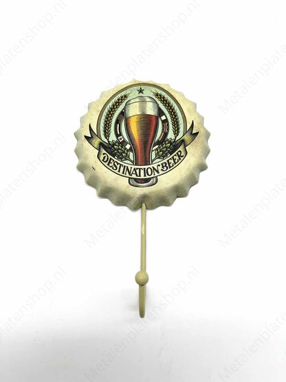 Destination Beer Cap - Coat Rack - Towel Hook - Metal Wall Sign