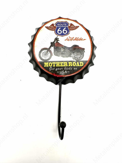 Route 66 Cap - Coat Rack - Towel Hook - Metal Wall Sign