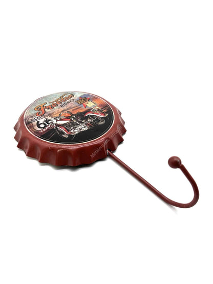 Freedom Riders - Route 66 Cap - Coat Rack - Towel Hook - Metal Wall Sign