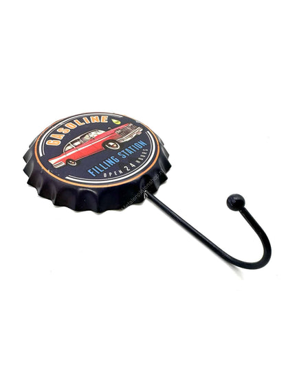 Gasoline Filling Station Cap - Coat Rack - Towel Hook - Metal Wall Sign