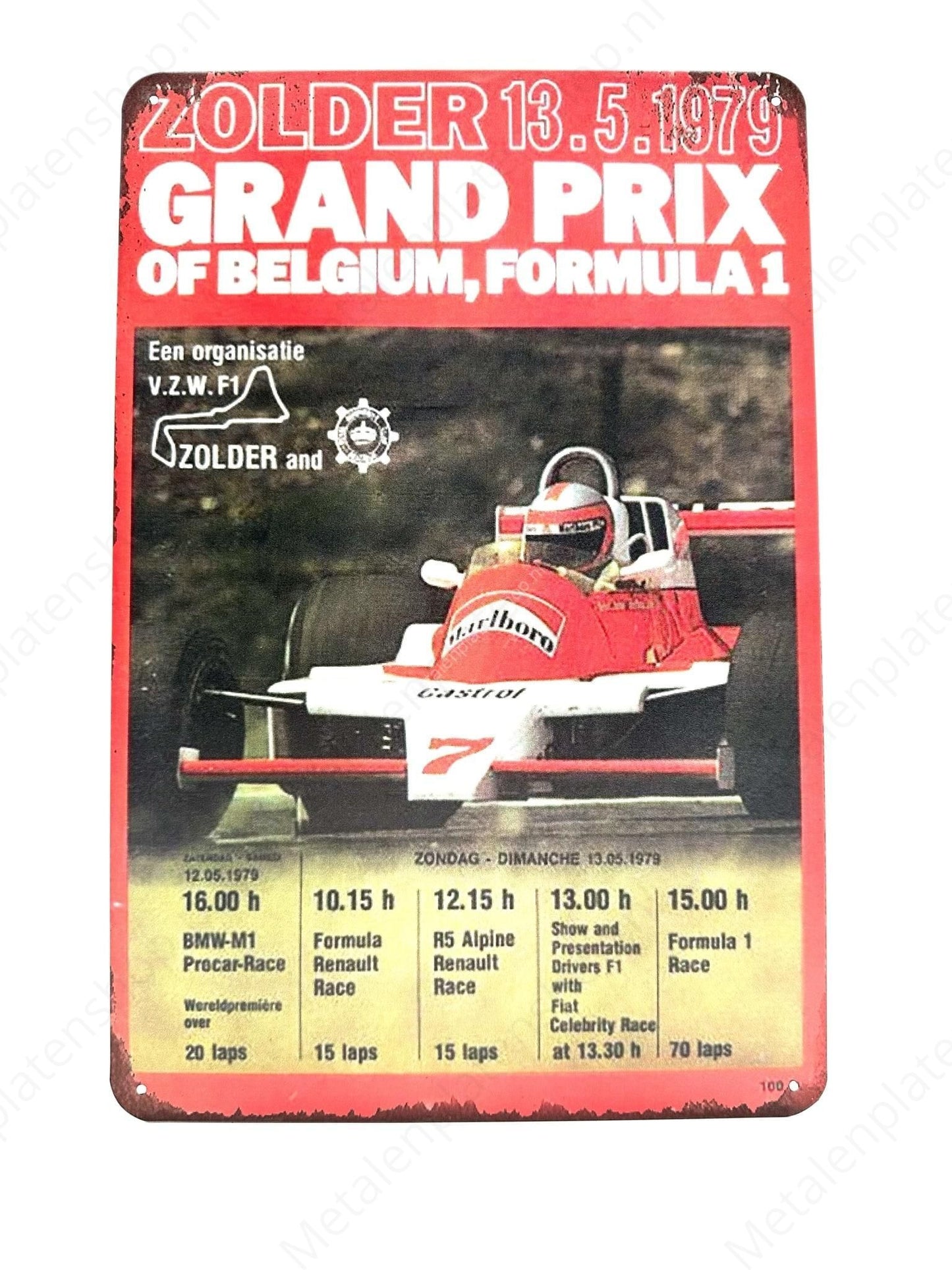 Grand Prix of Belgium - F1 Zolder - 13-5-1979 - Metal Wall Sign