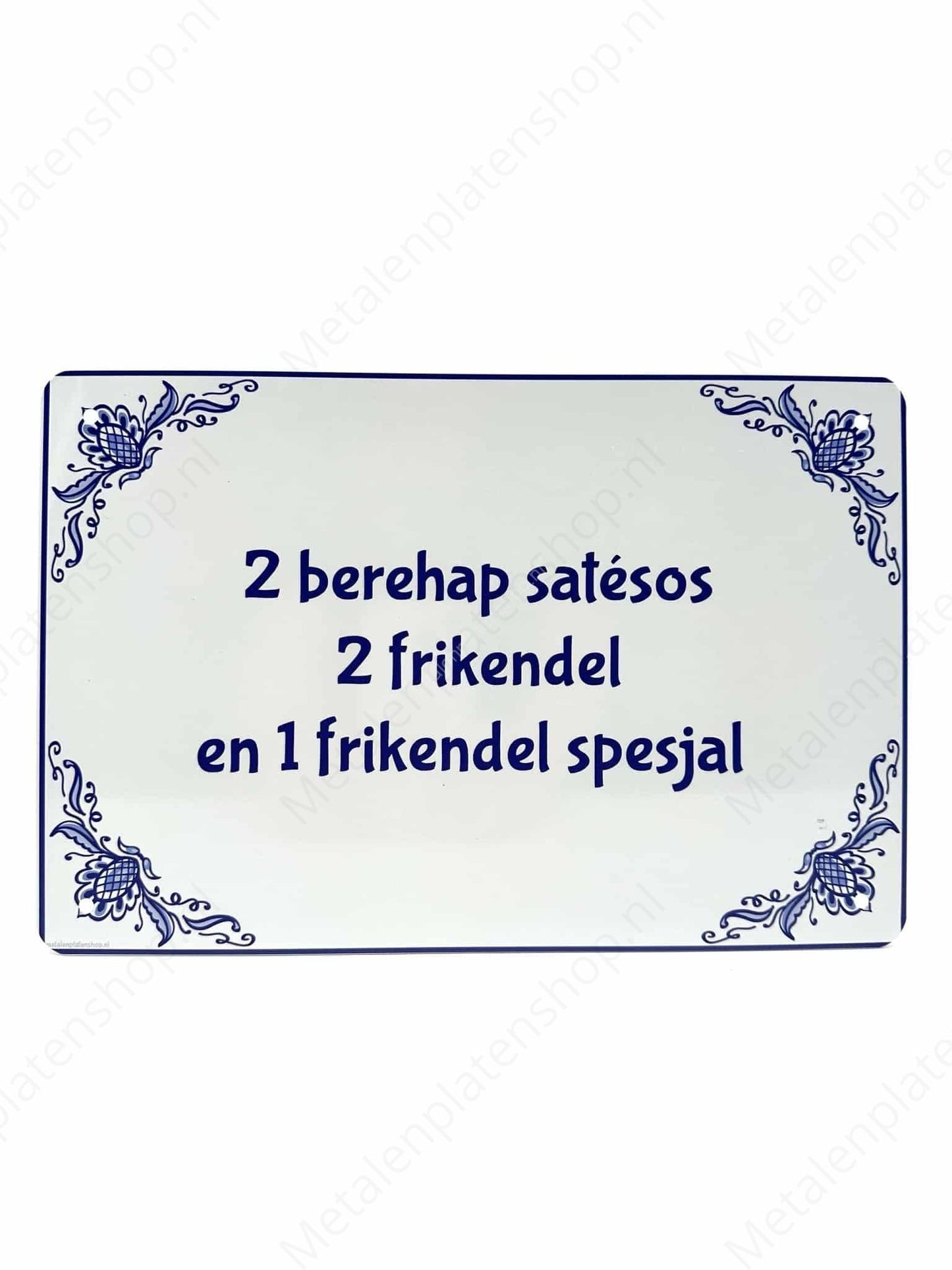 B&amp;B Delft Blue - Martijn - 2 berehap satésos - Metal Wall Sign