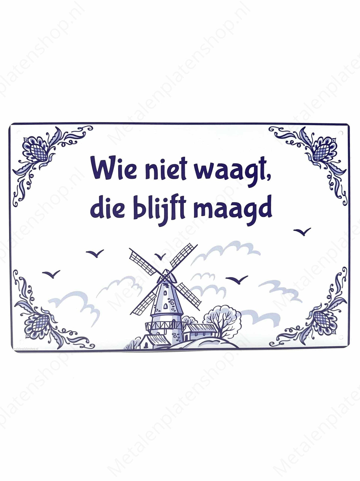Delft Blue - Nothing ventured, remains a virgin - Metal Wall Sign