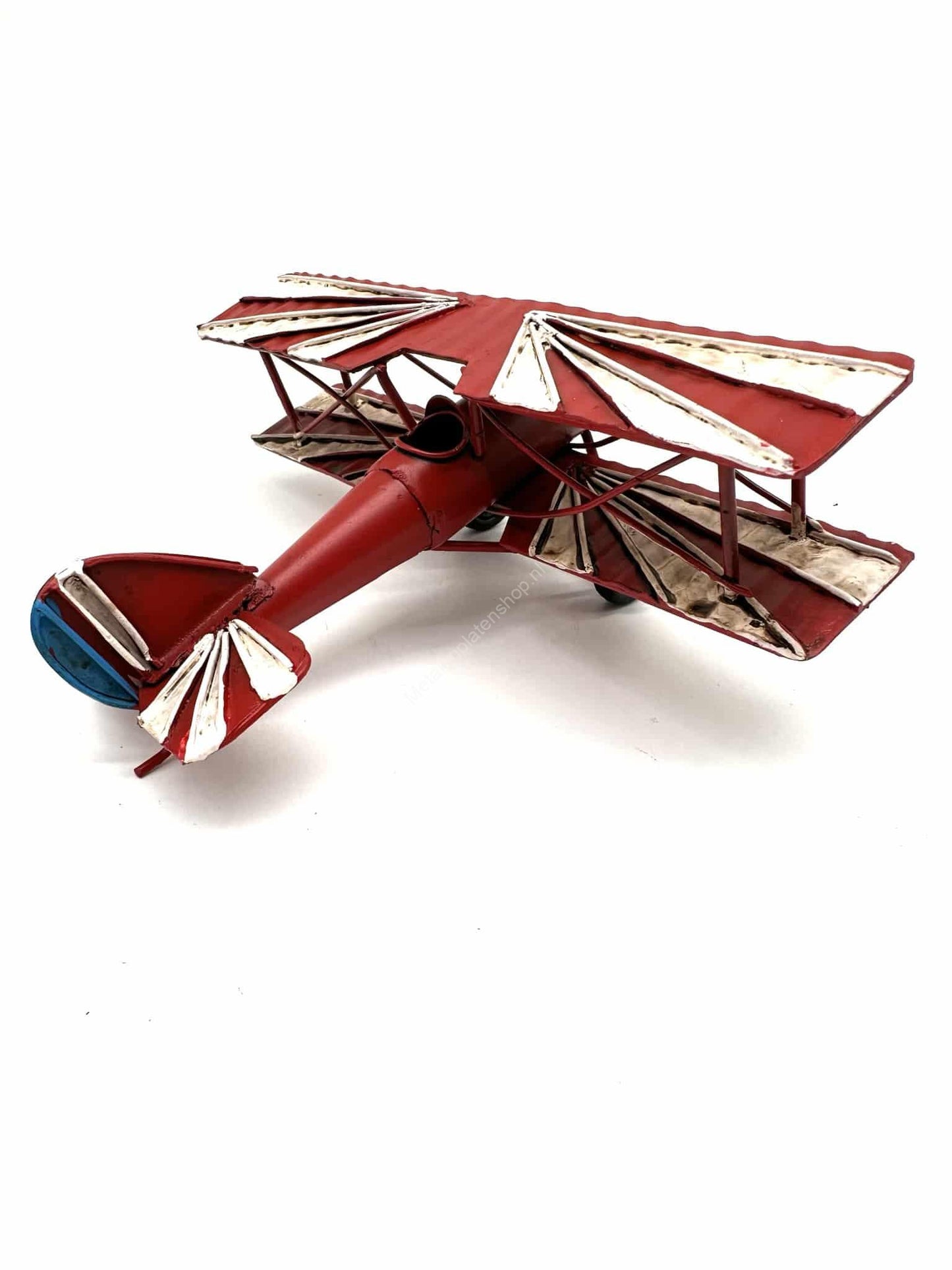 Vliegtuig Rood - Metalen Decoratie - 16cm