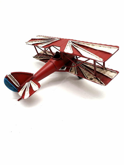 Vliegtuig Rood - Metalen Decoratie - 16cm