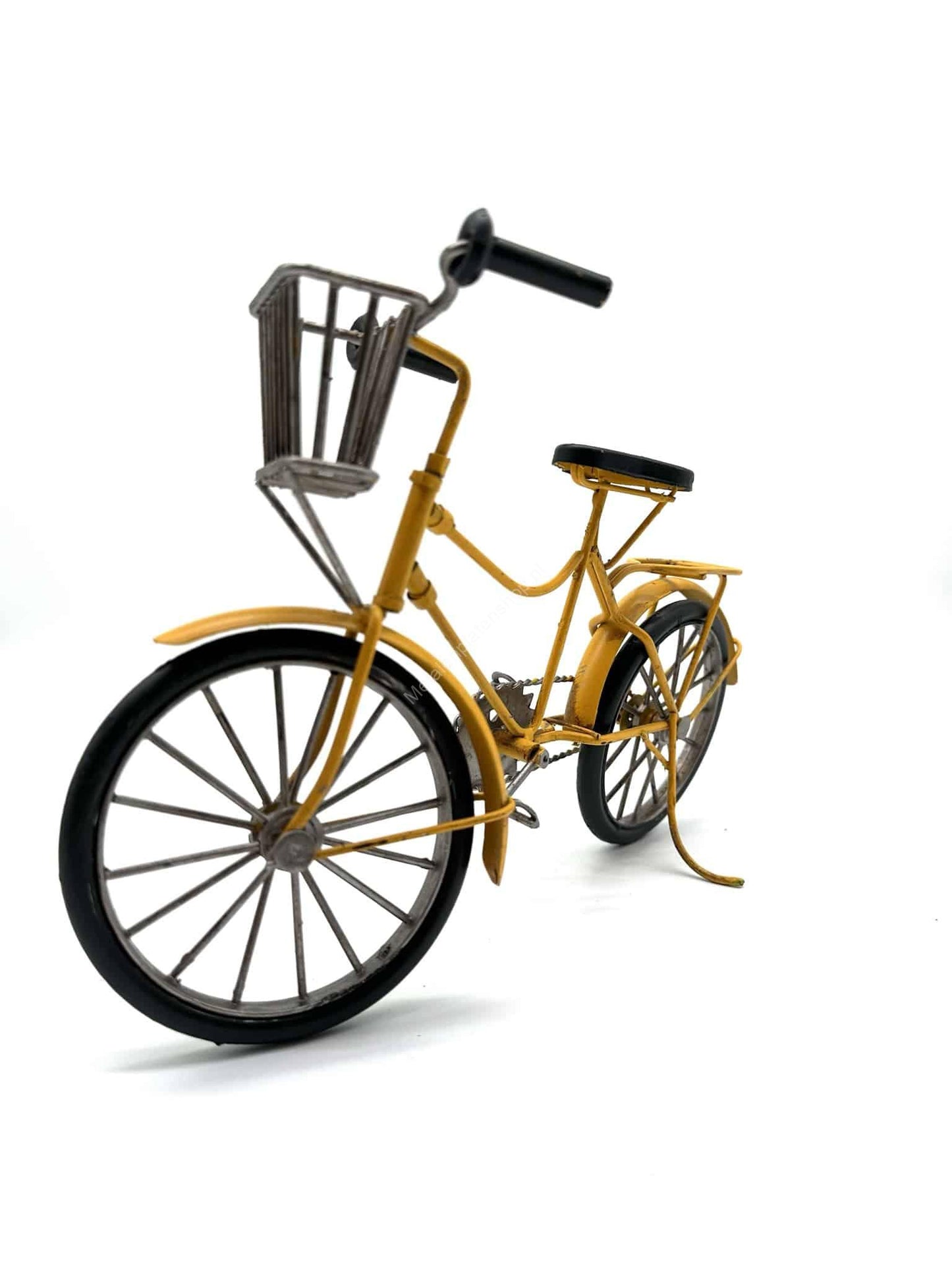 Bicycle Yellow with basket - Metal Decoration - 32cm