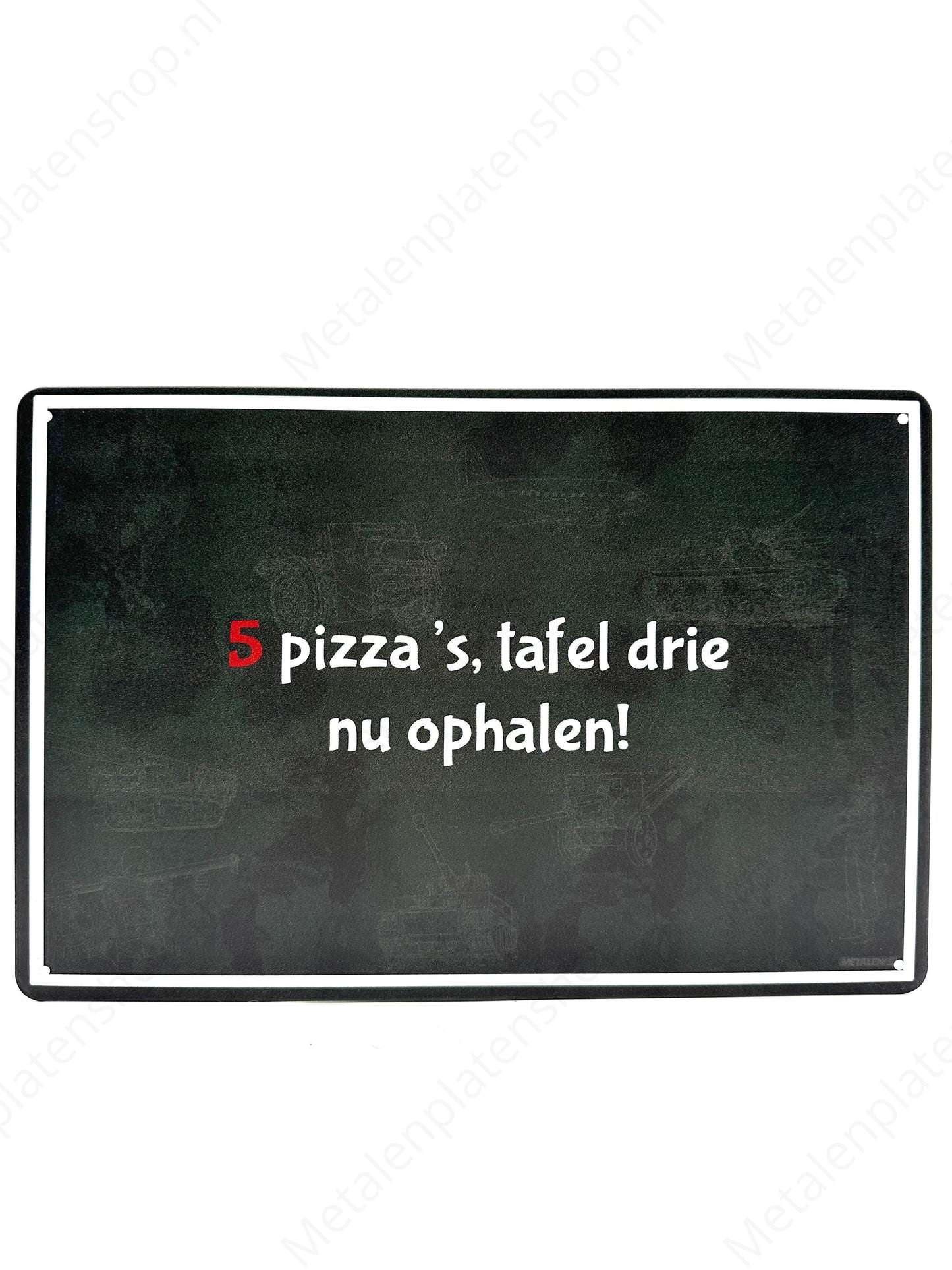 MasterMovies - 5 pizza's, tafel drie, nu ophalen! - Metalen Wandbord