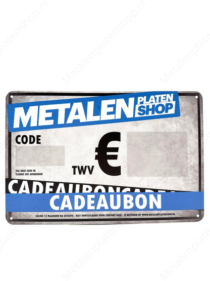 Metalenplatenshop.NL - Gift voucher - Metal wall sign