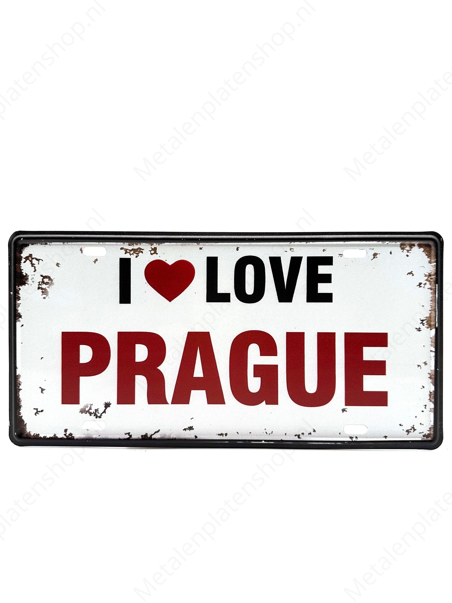 Nummernschild - I love Prague - 30x15cm - Metall Wandschild