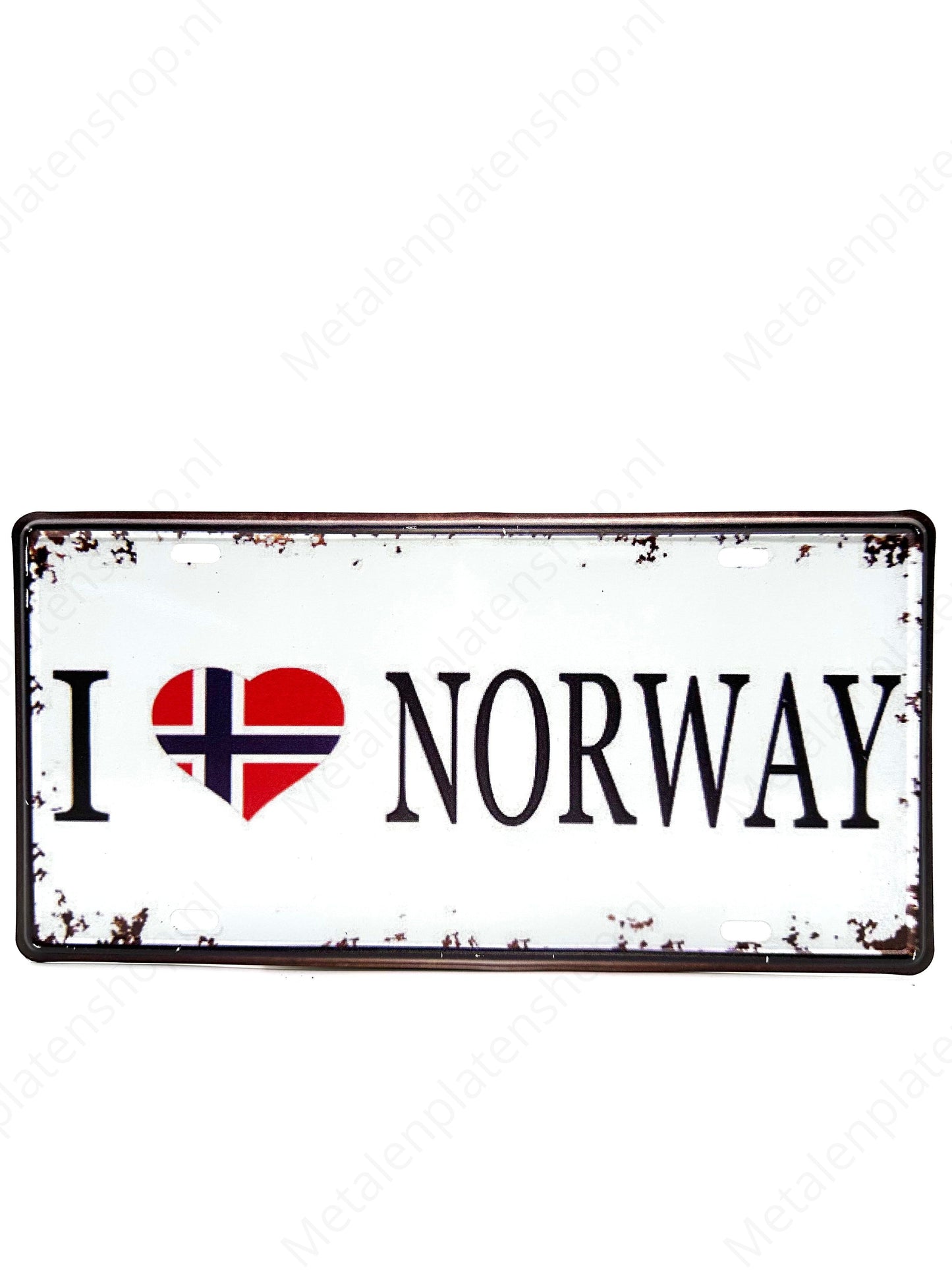 Nummernschild - I Love Norway - 30x15cm - Metallwandschild