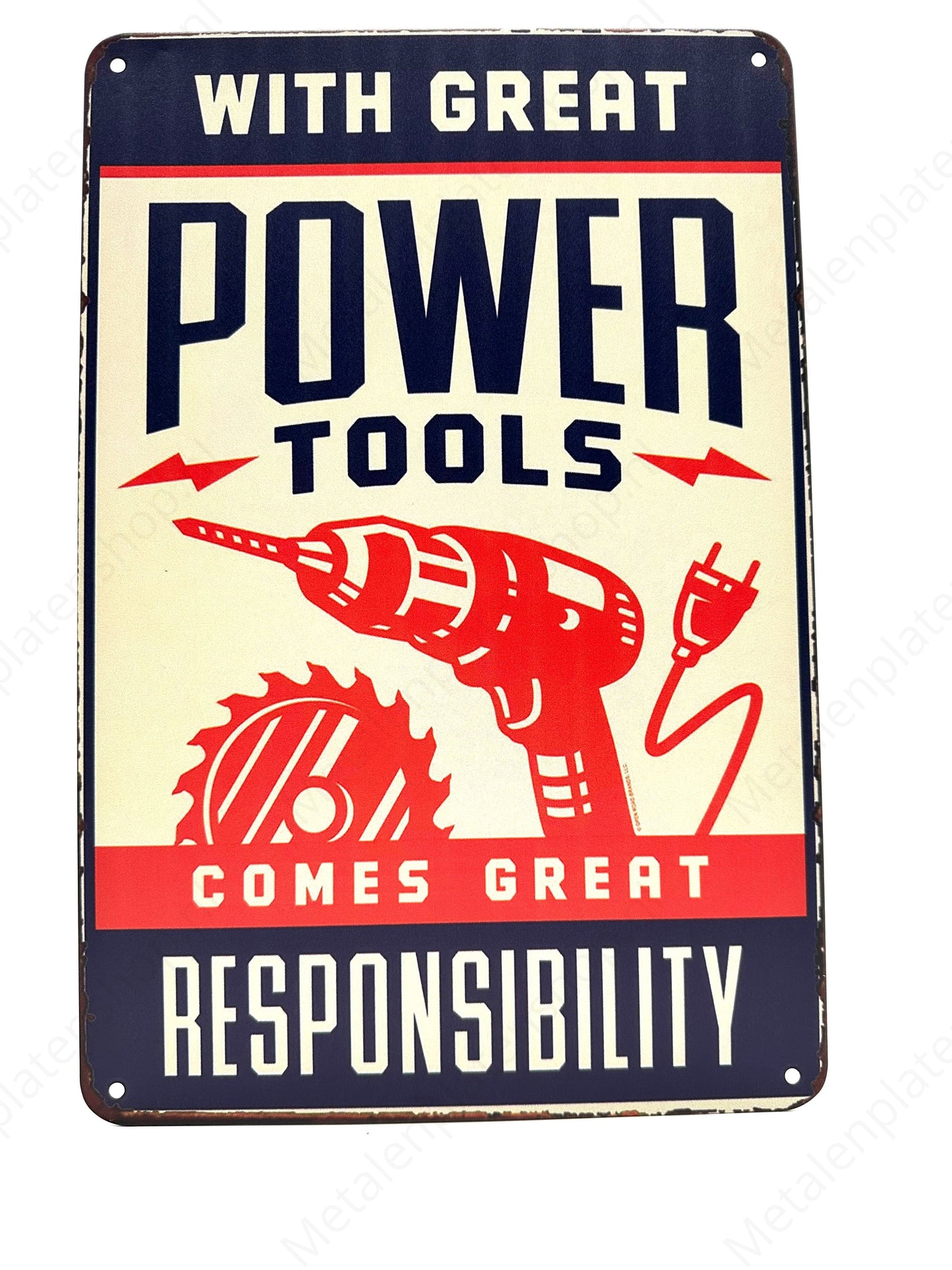 With great power tools comes great responsibility - Metalen Wandbord