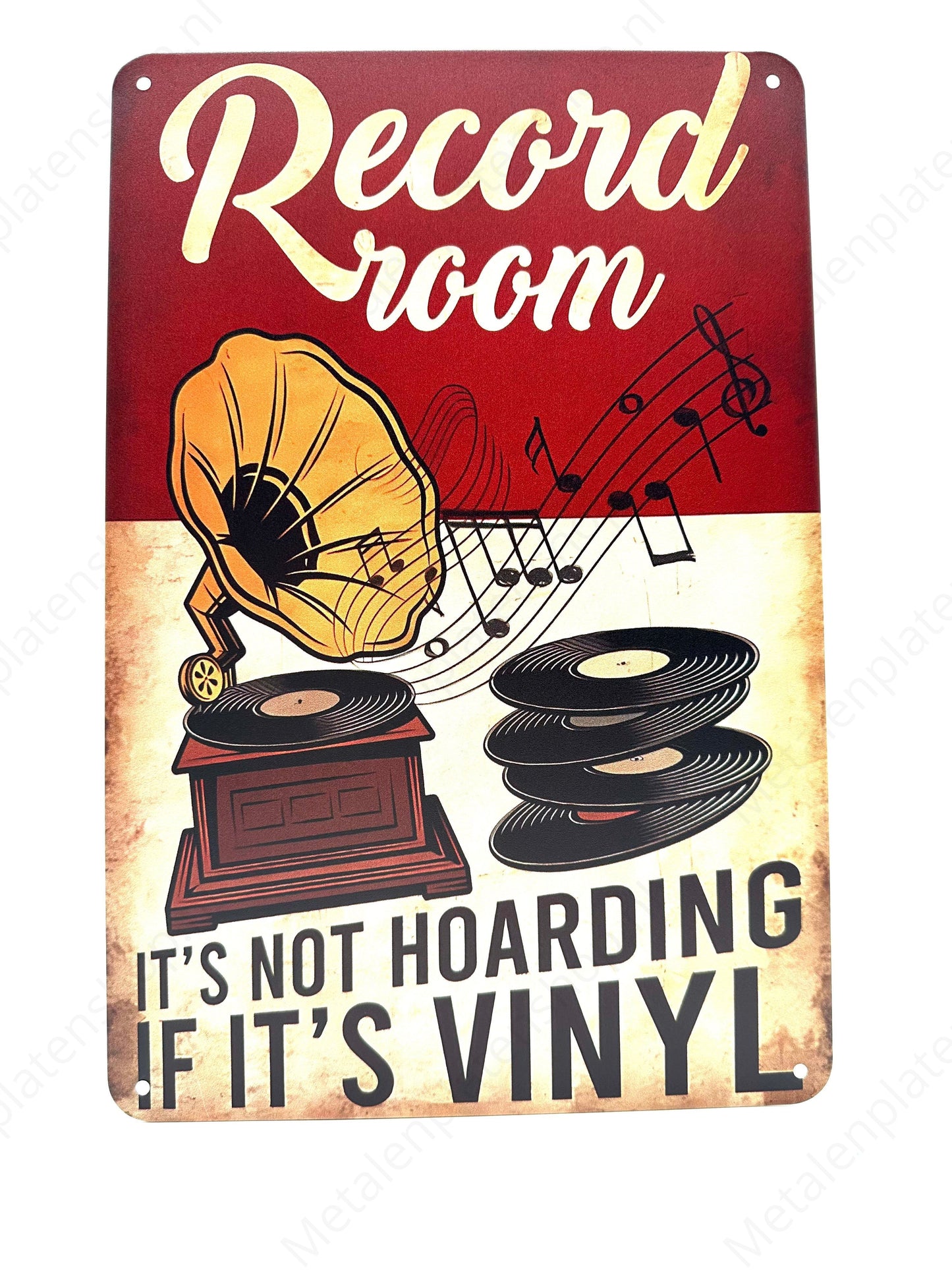 Record Room - It's not hoarding if it's vinyl - Metalen Wandbord