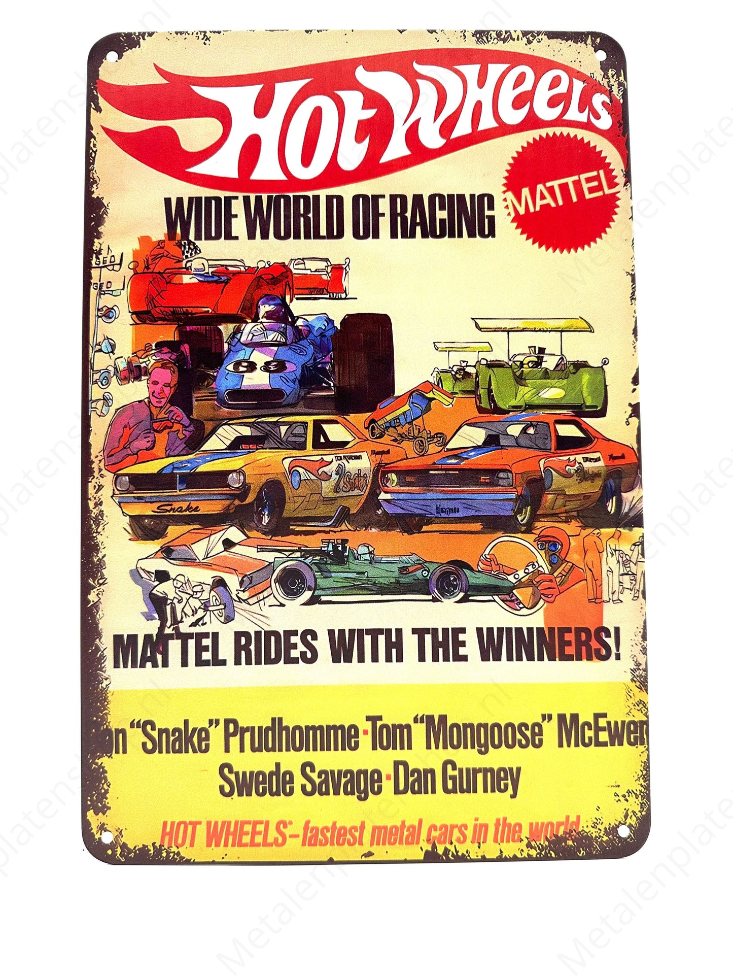 HotWheels - Wide World of Racing - Metal Wall Sign