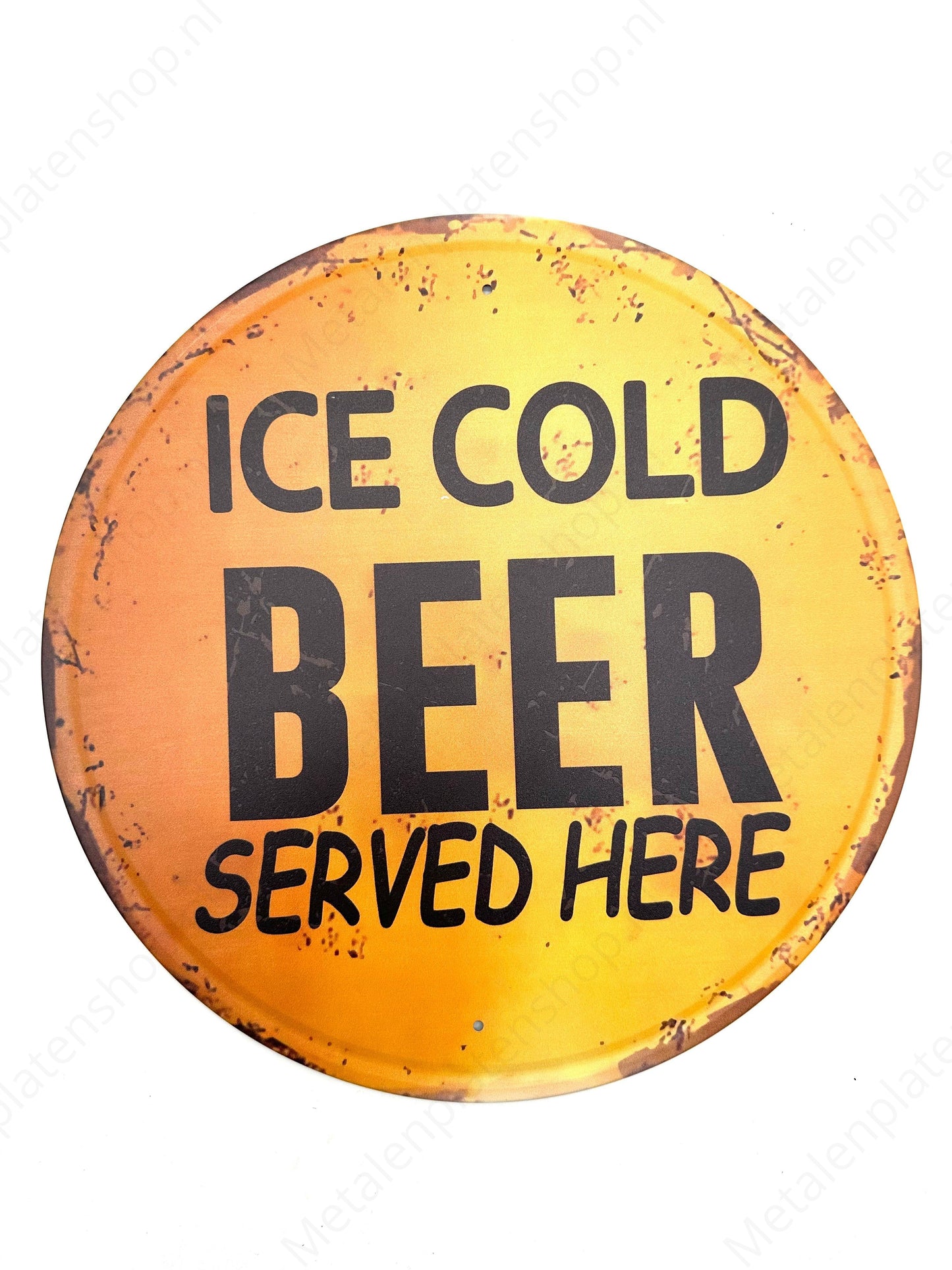 Ice Cold Beer - Rond - Metalen Wandbord