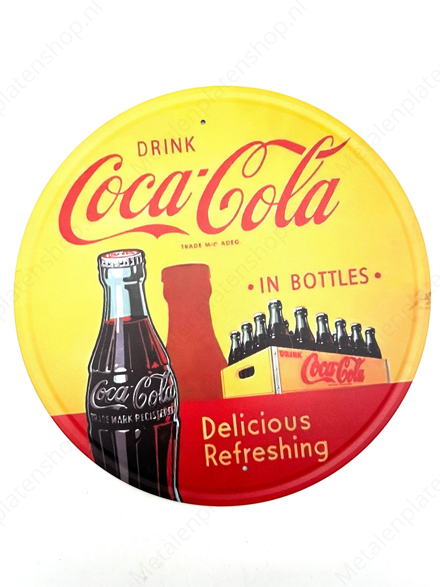 Coca Cola in Bottles - Round - Metal Wall Sign