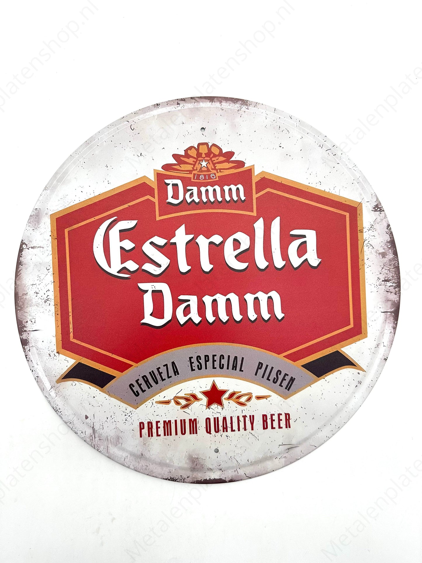 Estrella Damm - Rond - Metalen Wandbord