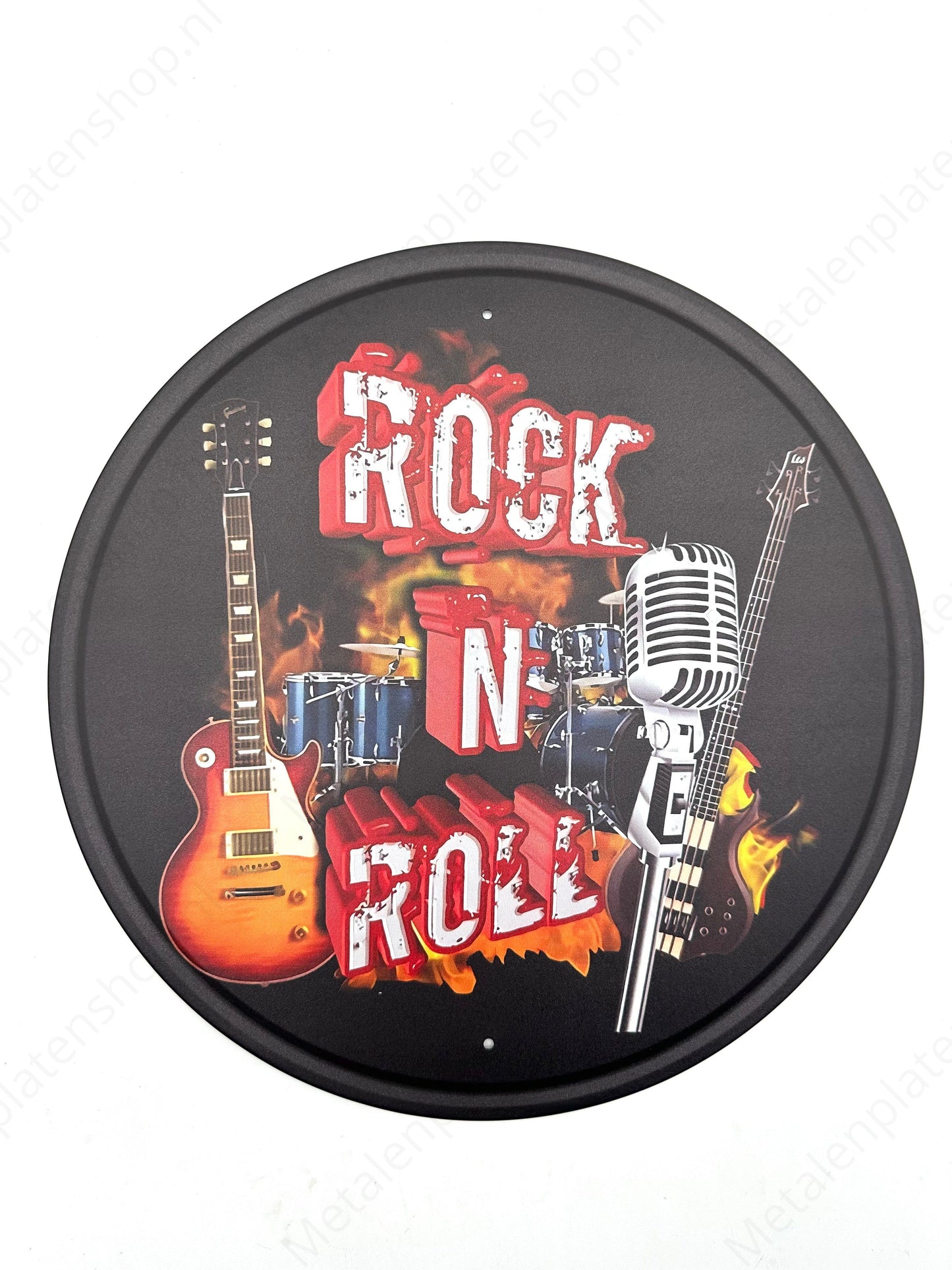 Rock n Roll - Round - Metal Wall Sign