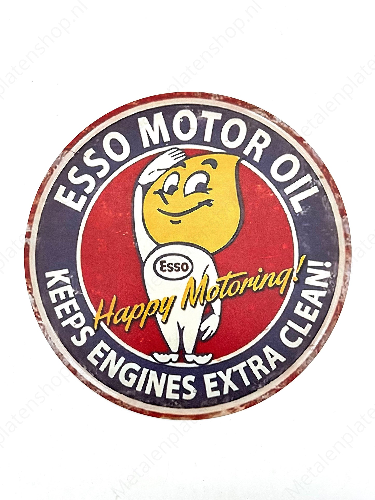 Esso Motor Oil - Rond - Metalen Wandbord