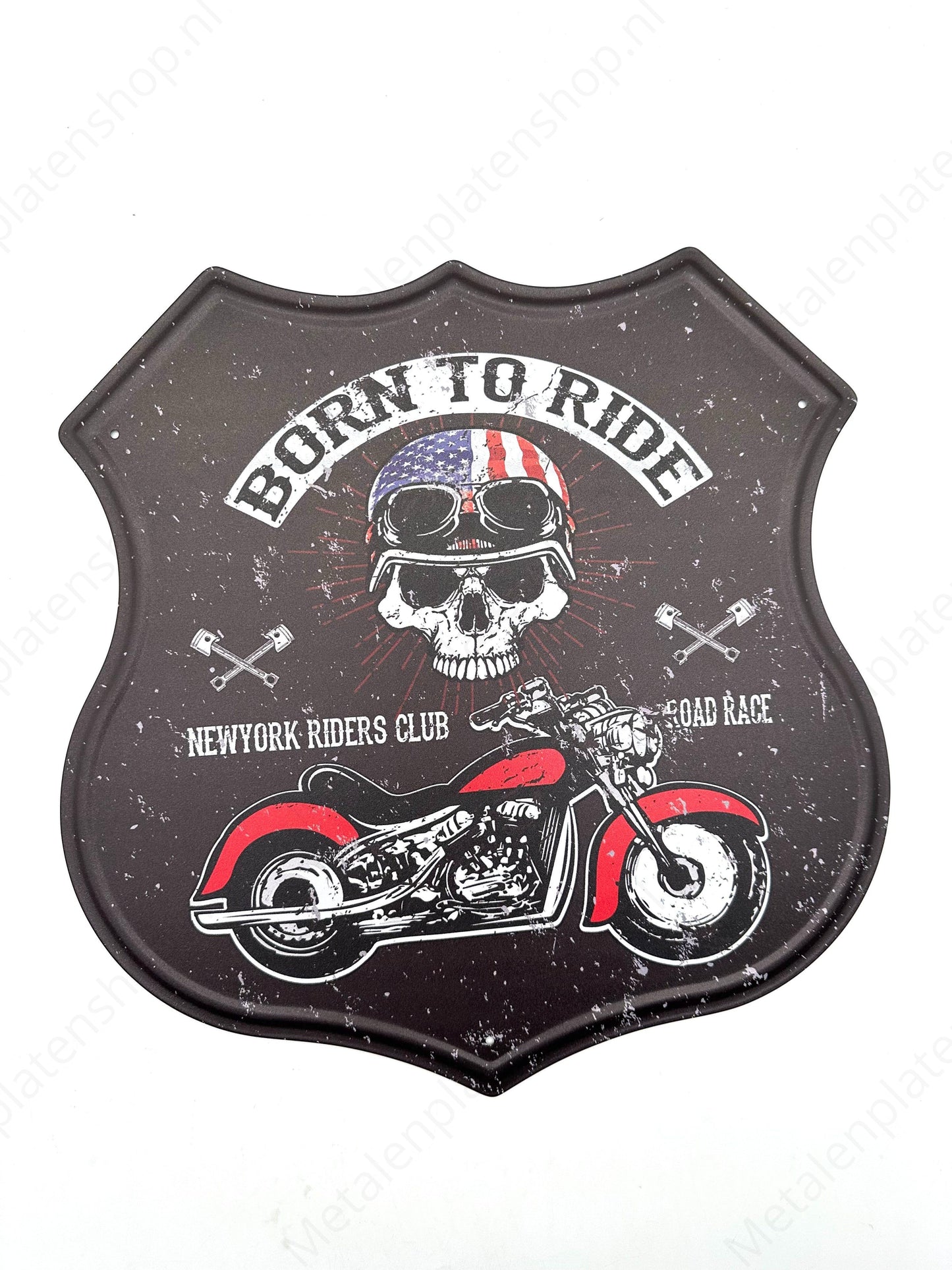 Born to Ride - Route 66 Style Bord - Metalen Wandbord
