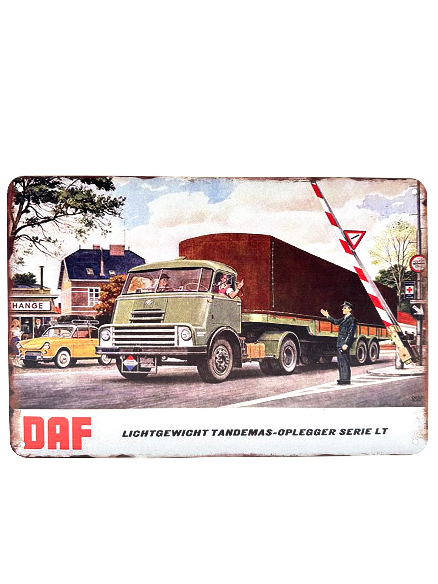 DAF - Lichtgewicht Tandemas-Oplegger Serie LT - Metalen Wandbord