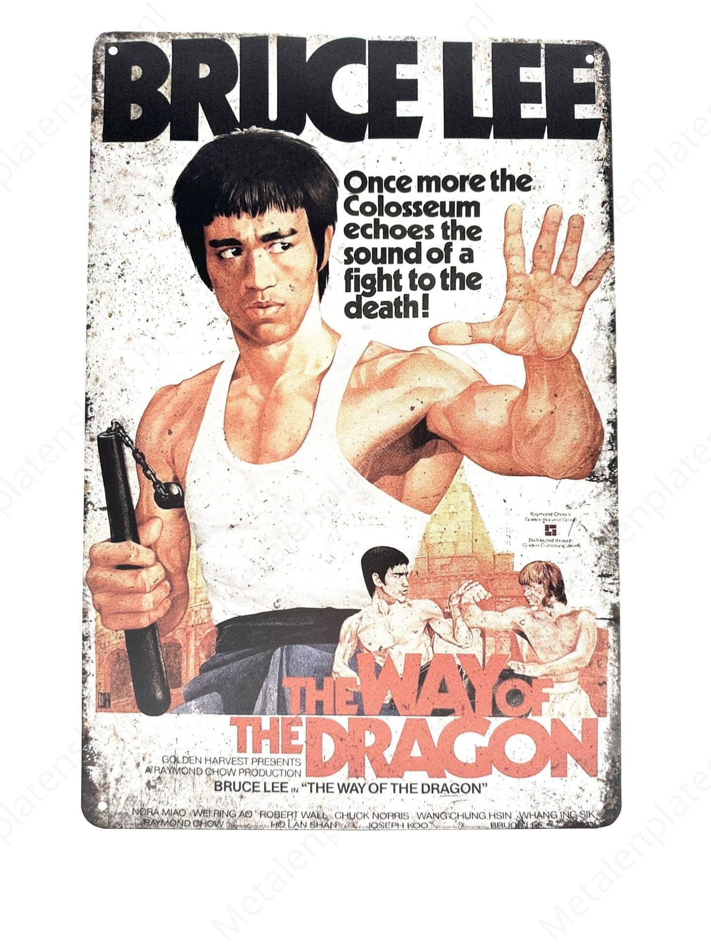 Bruce Lee - the way of the dragon - Metalen Wandbord