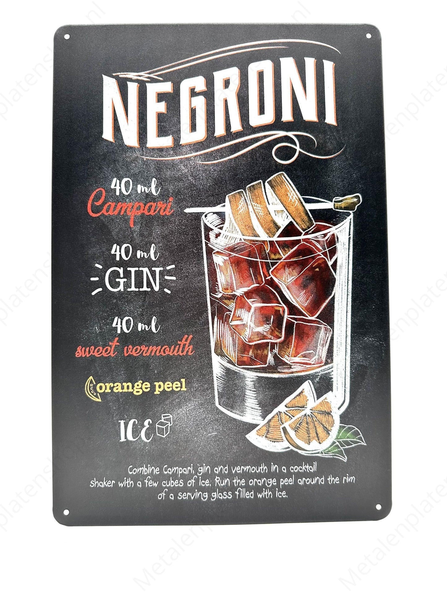 Chalkboard - Cocktail - Negroni - Metal Wall Sign