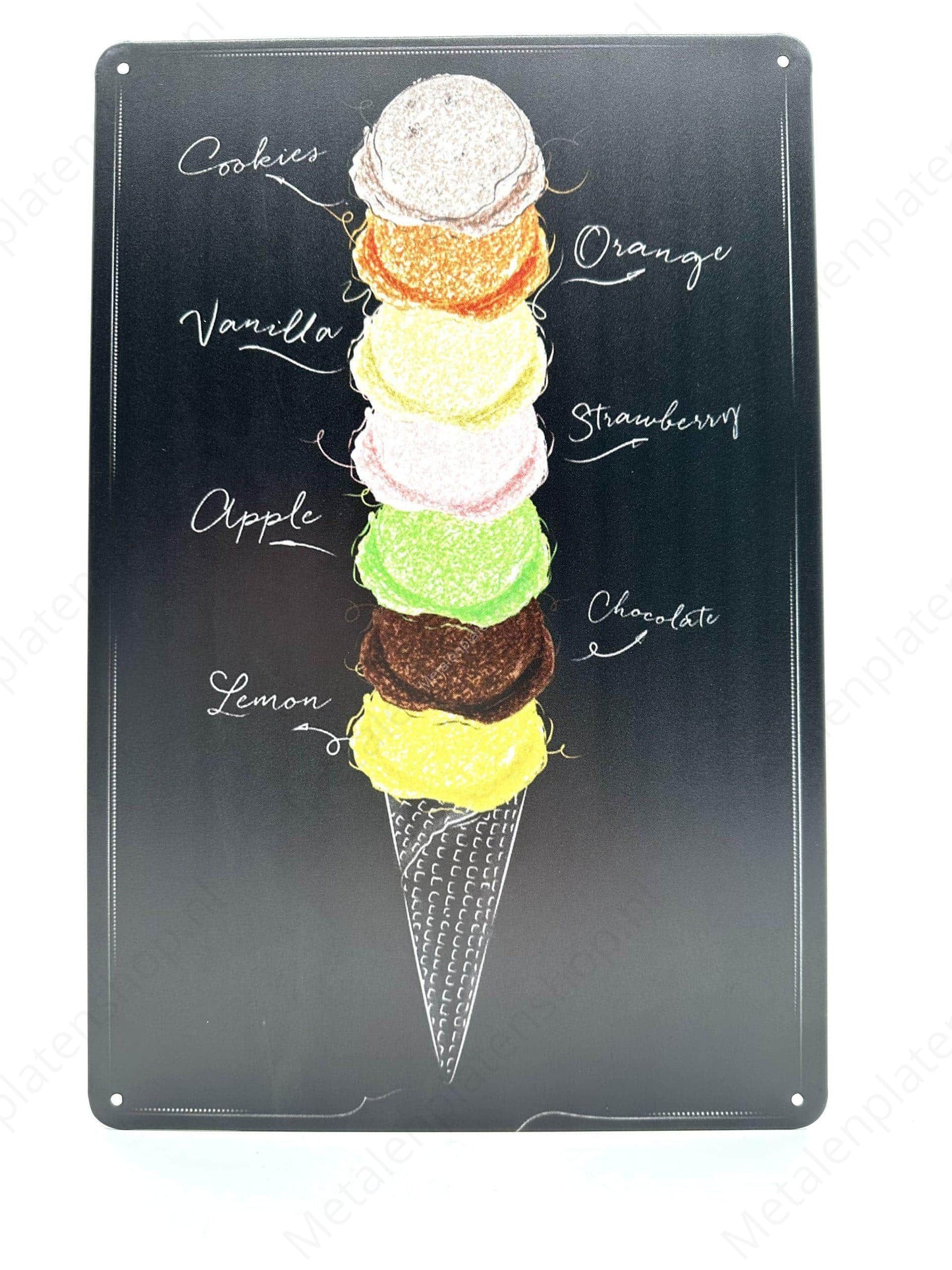 Krijtbord - Ijs - Metalen Wandbord