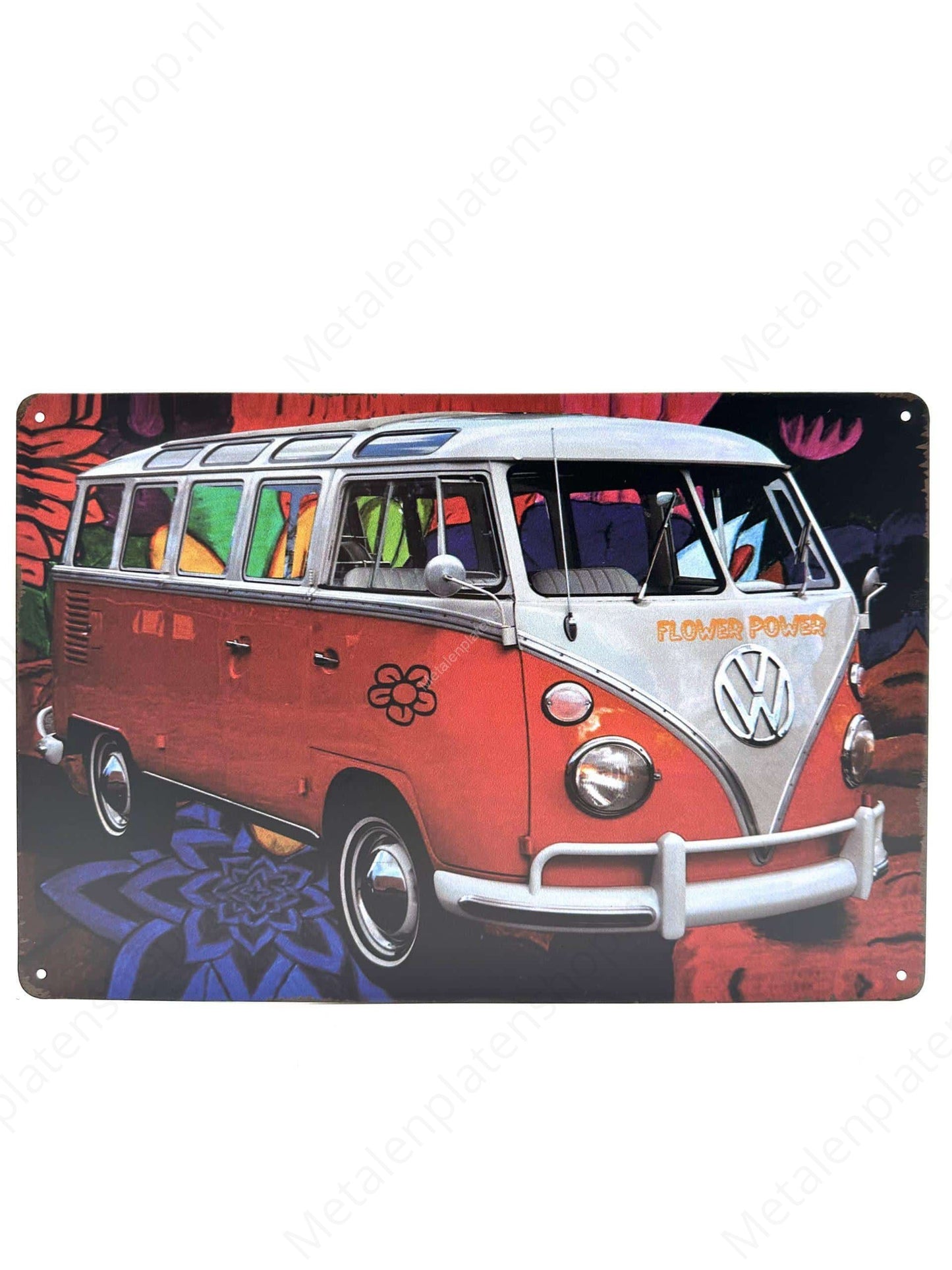 Volkswagen - Flower Power - Metalen Wandbord