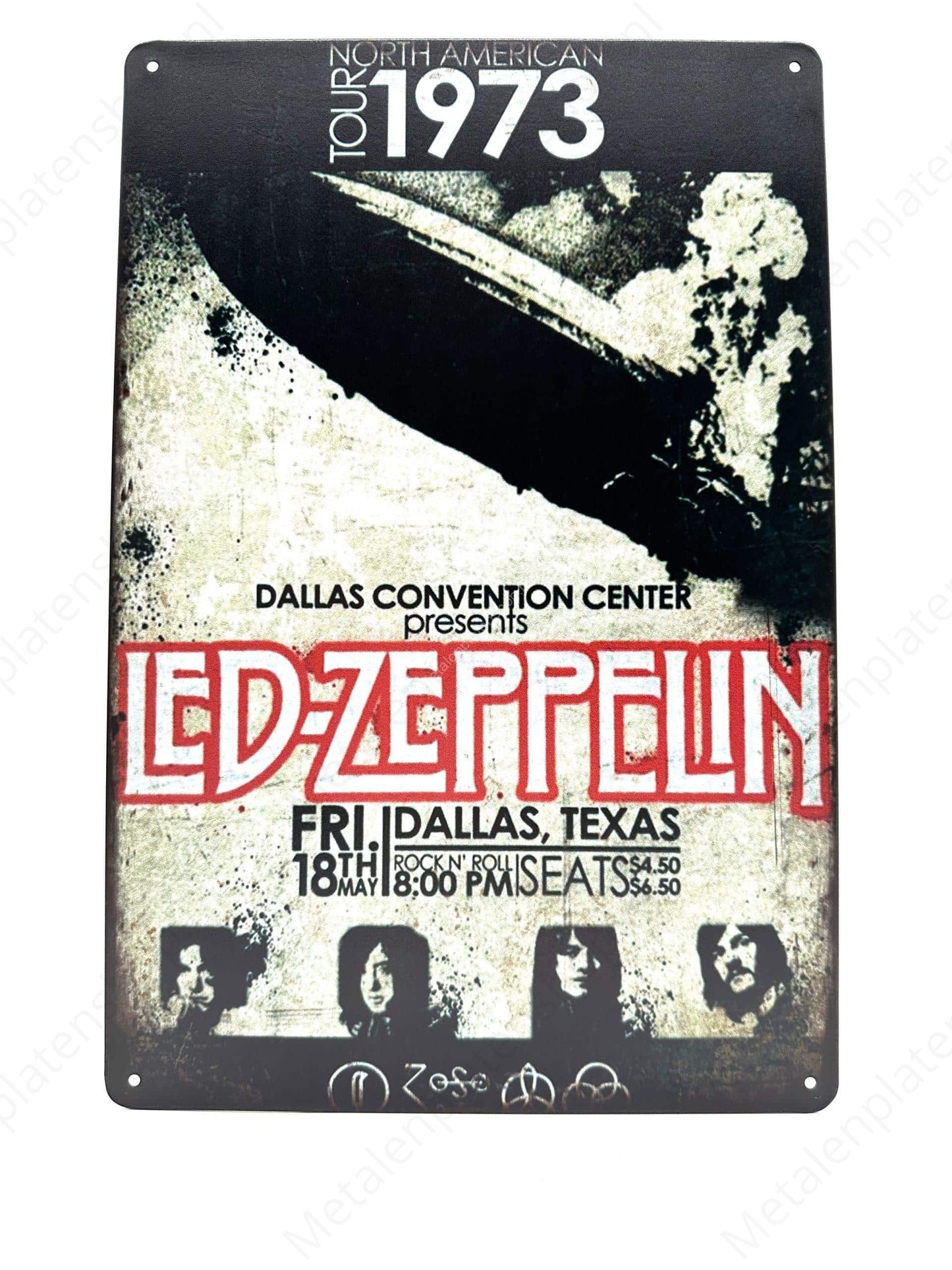 LED Zeppelin 1973 - Metalen Wandbord