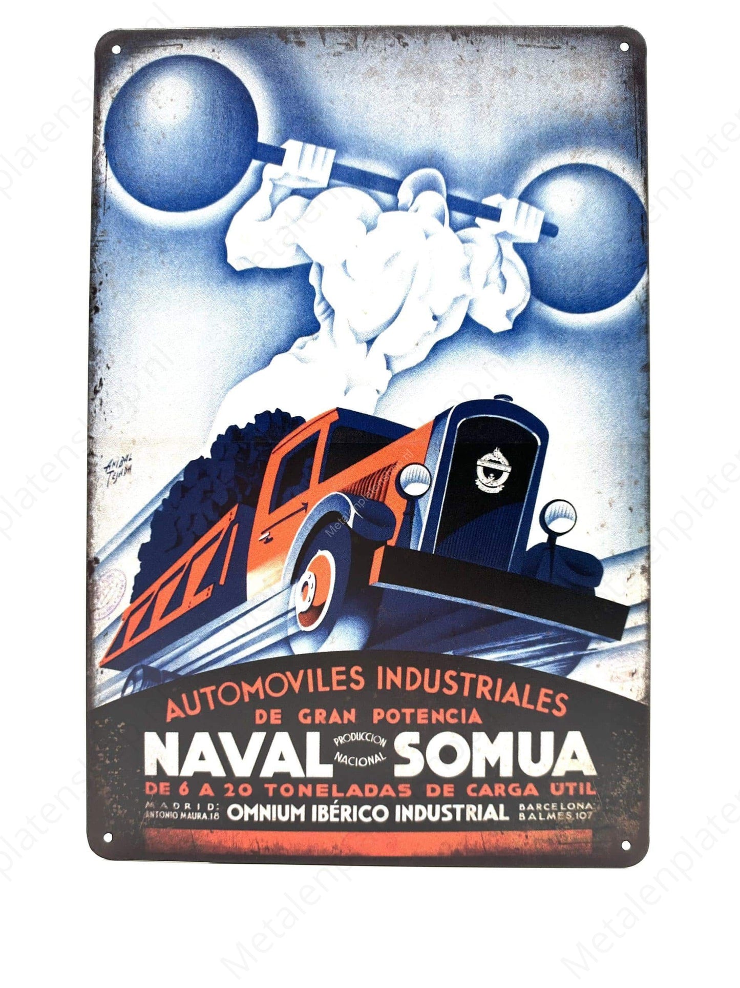 Industrielle Automobile - Naval Somua - Metallwandschild