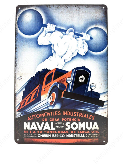 Industrielle Automobile - Naval Somua - Metallwandschild