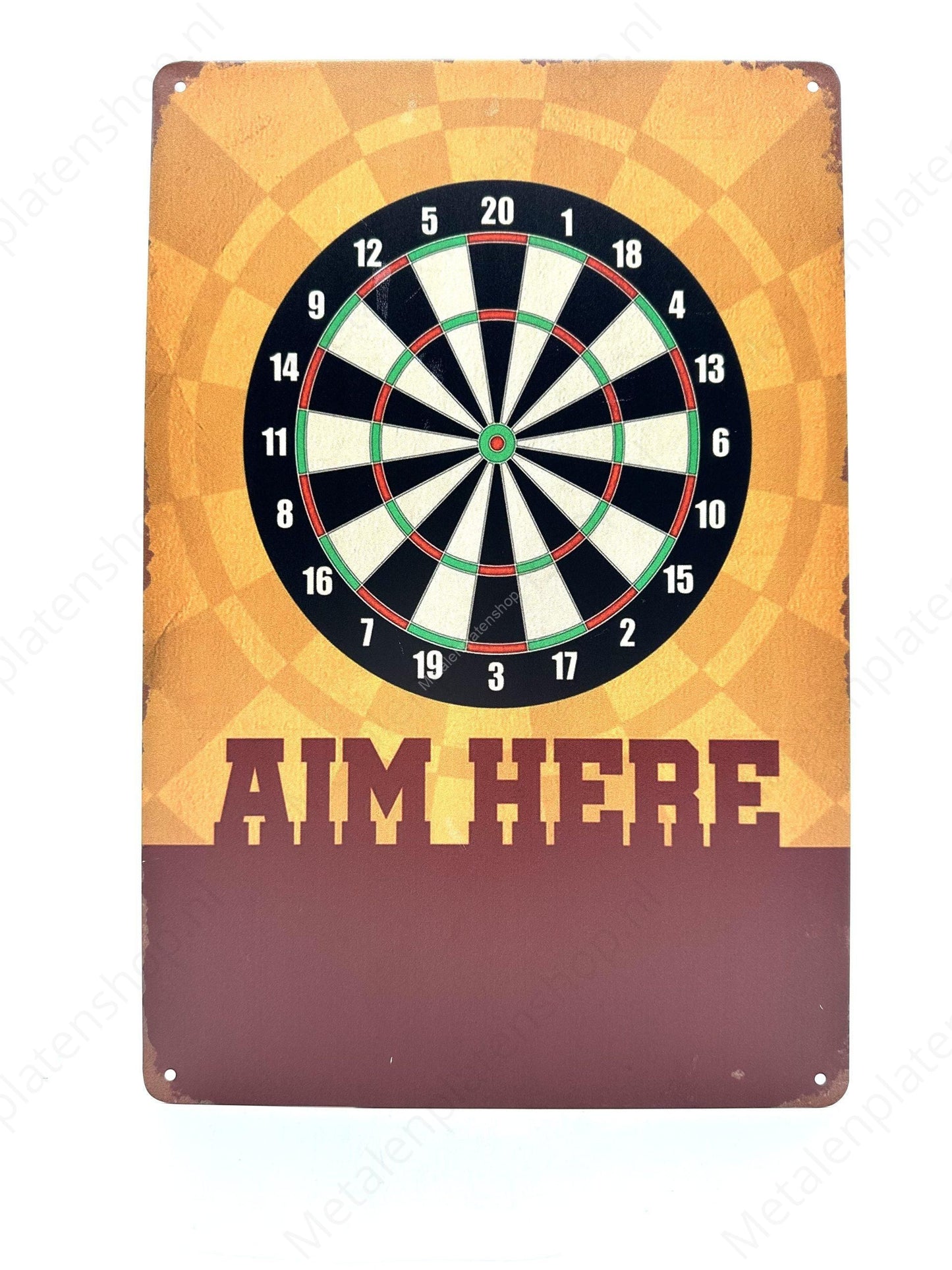 Aim Here - Darts - Metal Wall Sign