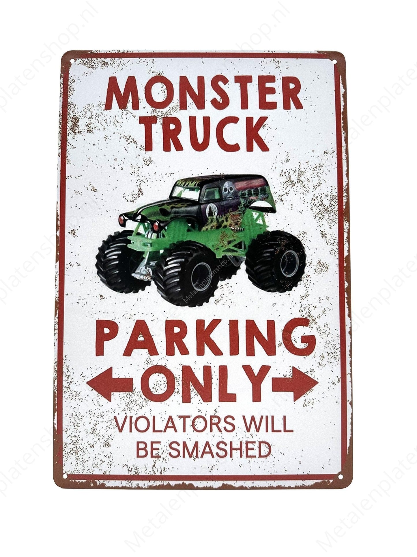 Metall-Wandschild - Monster Truck - Parking Only - Metall-Wandschild