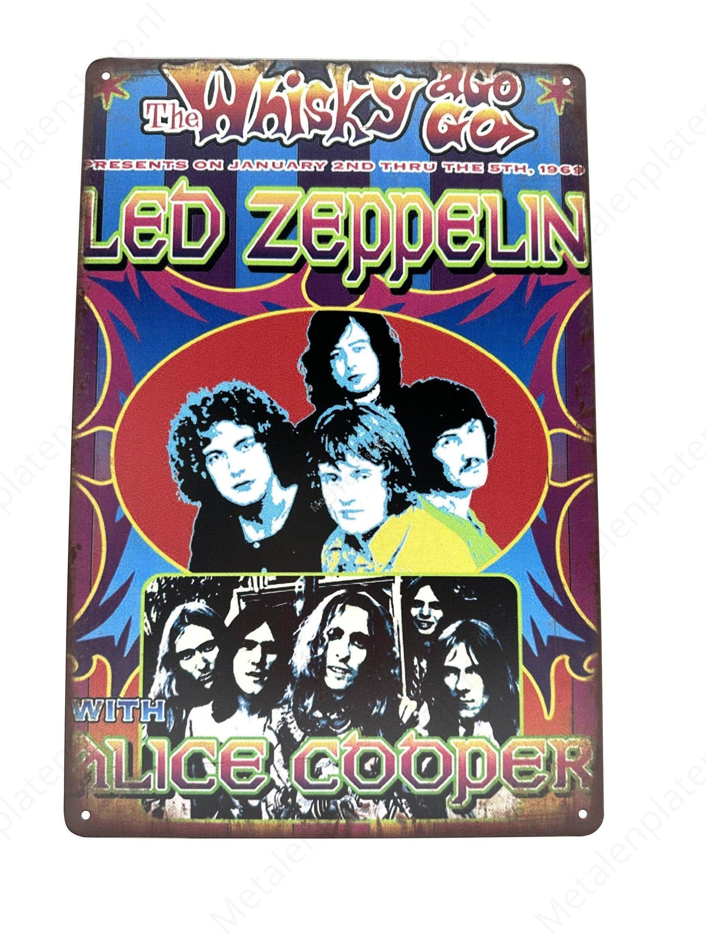 Metalen Wandbord -Led Zeppelin - Metalen Wandbord