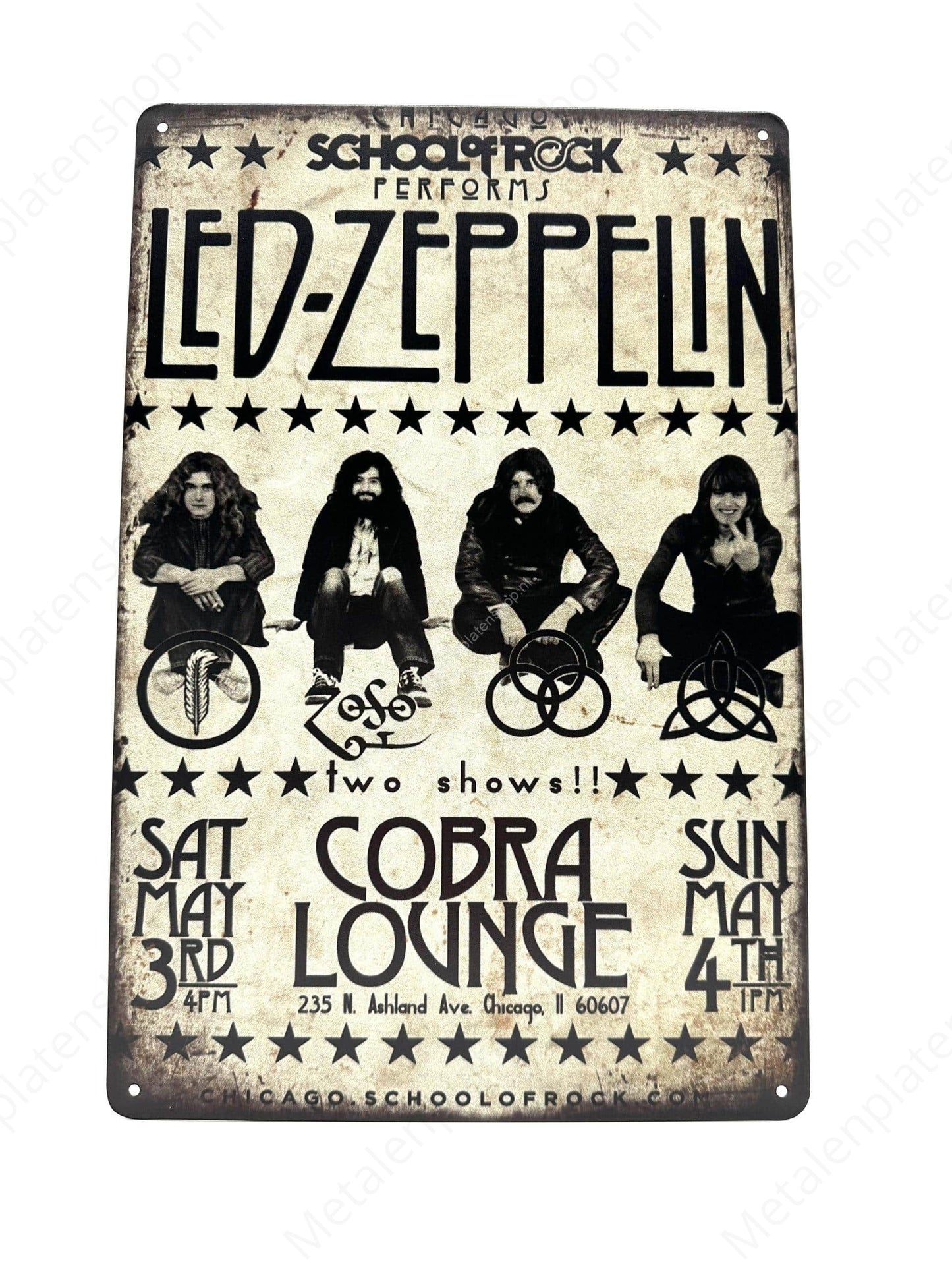 Led Zeppelin - Cobra Lounge - Metalen Wandbord