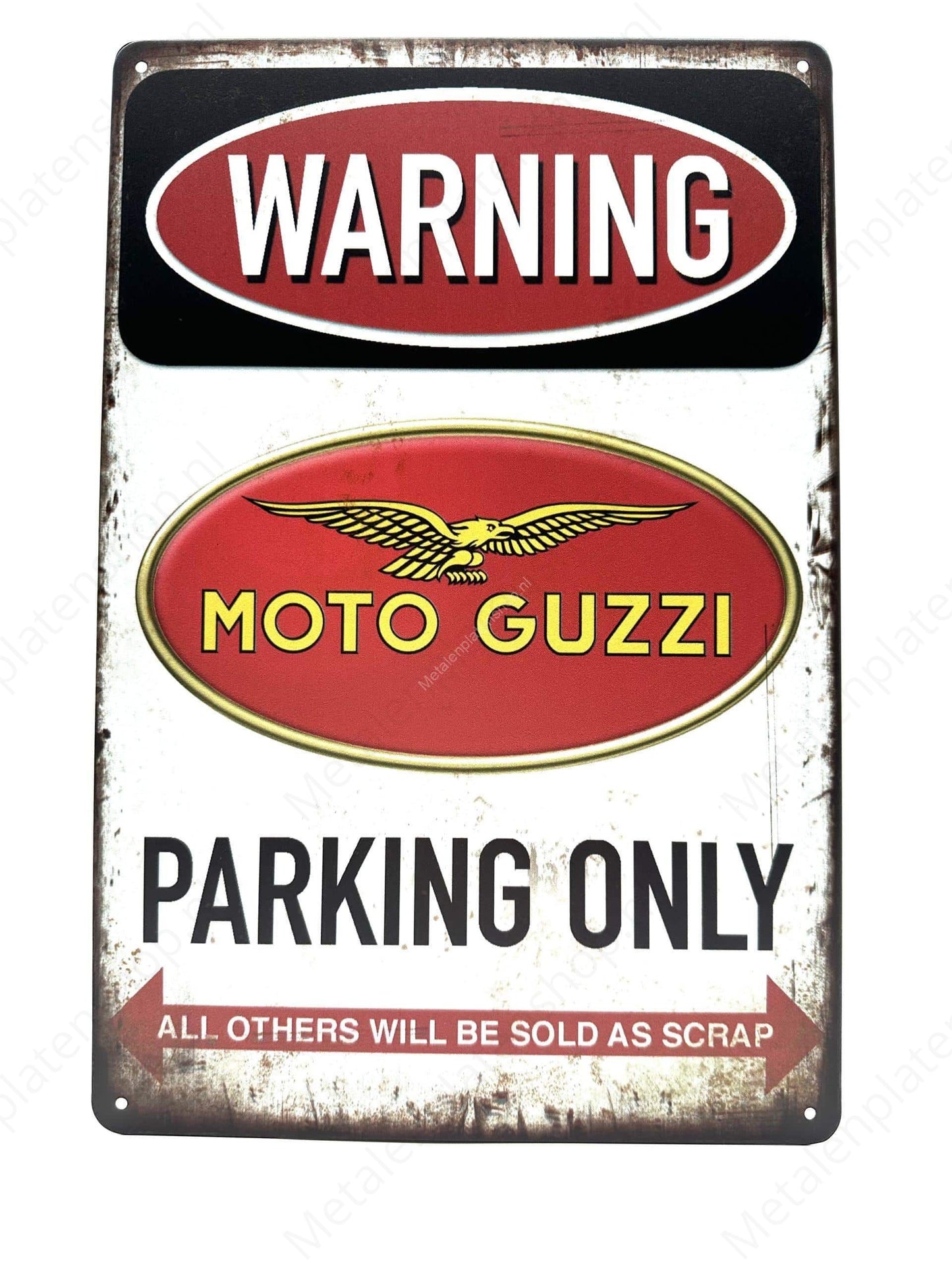 Warning - Moto Guzzi - Parking Only - Metalen Wandbord