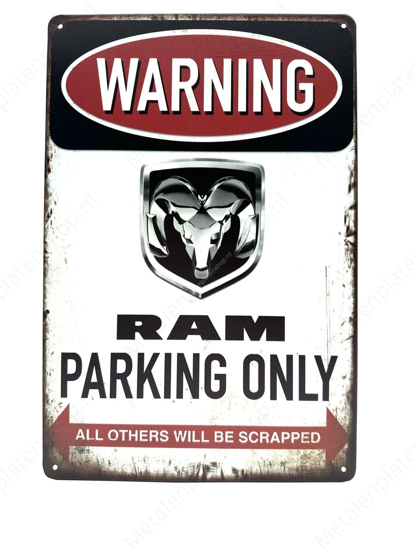 Warning - Dodge RAM - Parking Only - Metalen Wandbord