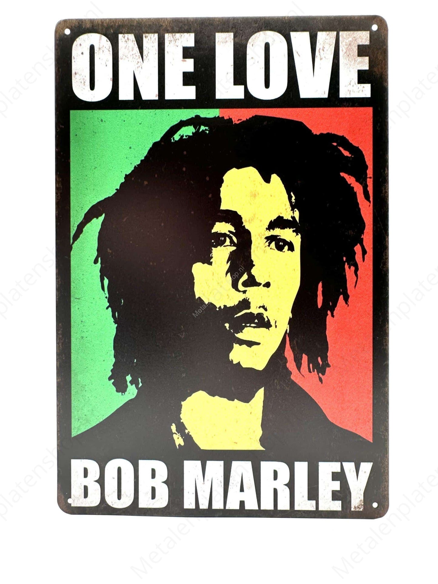 One Love - Bob Marley - Metalen Wandbord
