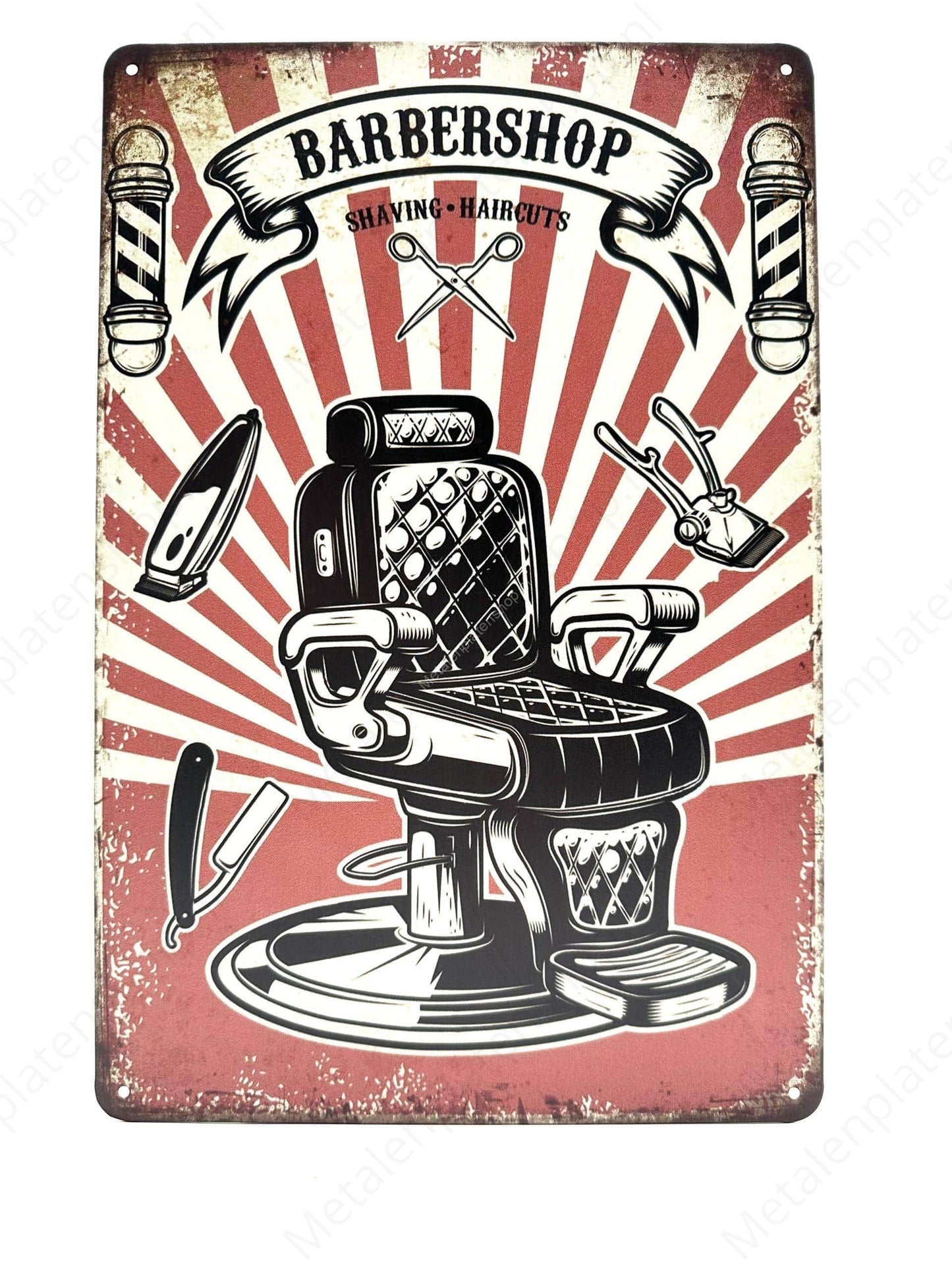 Barbershop - Metalen Wandbord