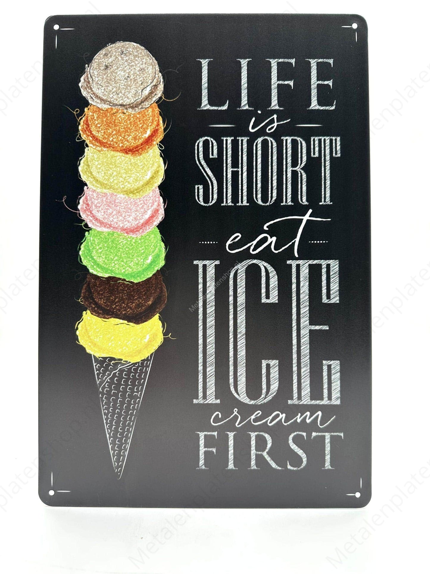 Life is short eat Ice - Metalen Wandbord