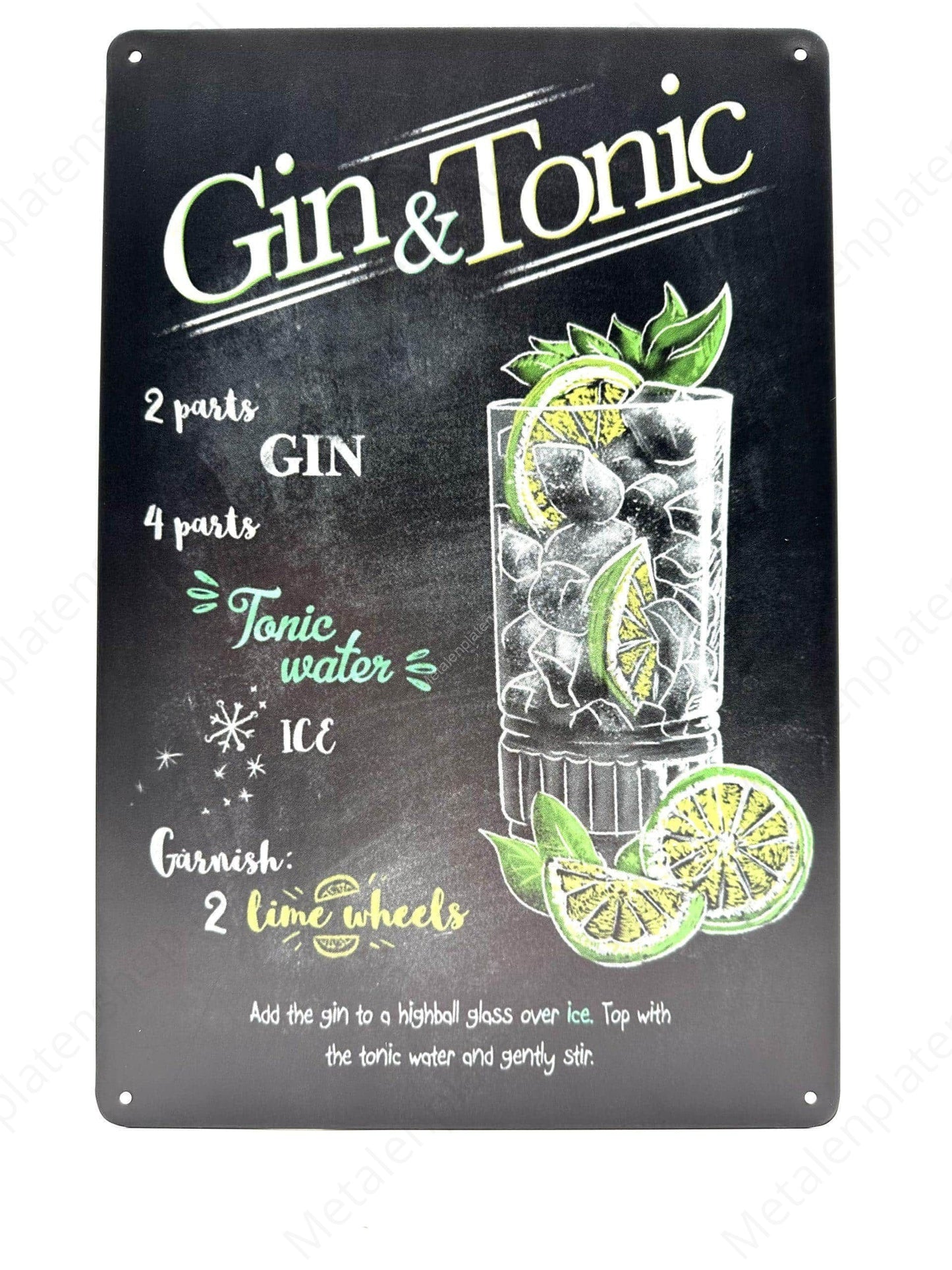 Gin &amp; Tonic - Metal Wall Sign