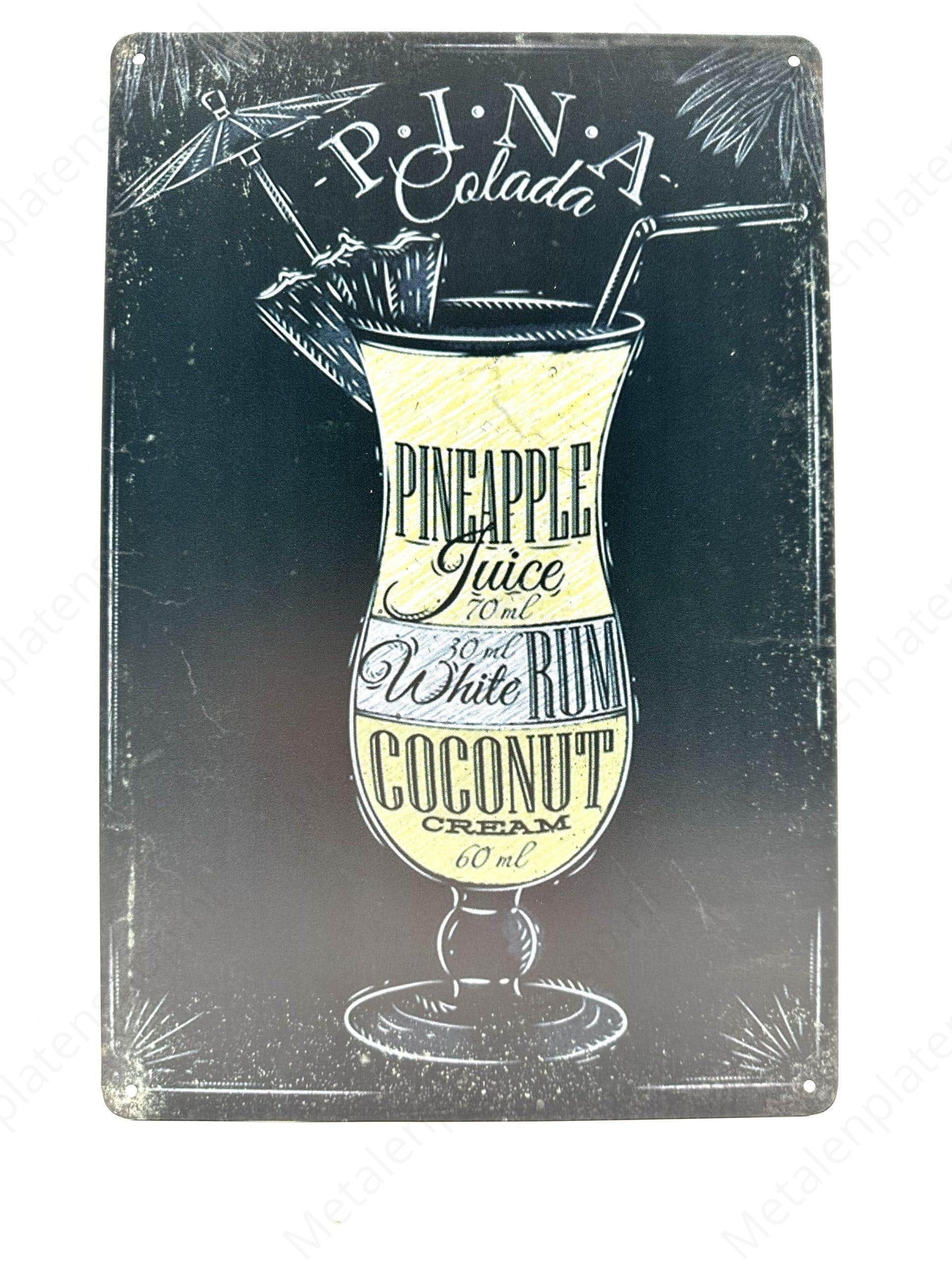 Pina Colada - Metalen Wandbord