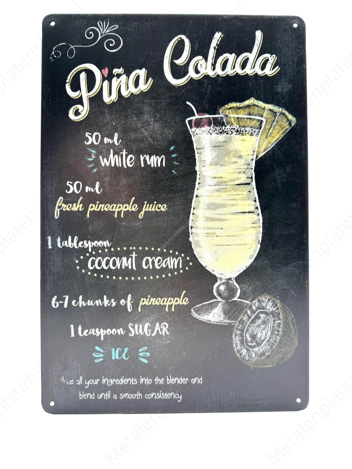 Pina Colada - Metalen Wandbord