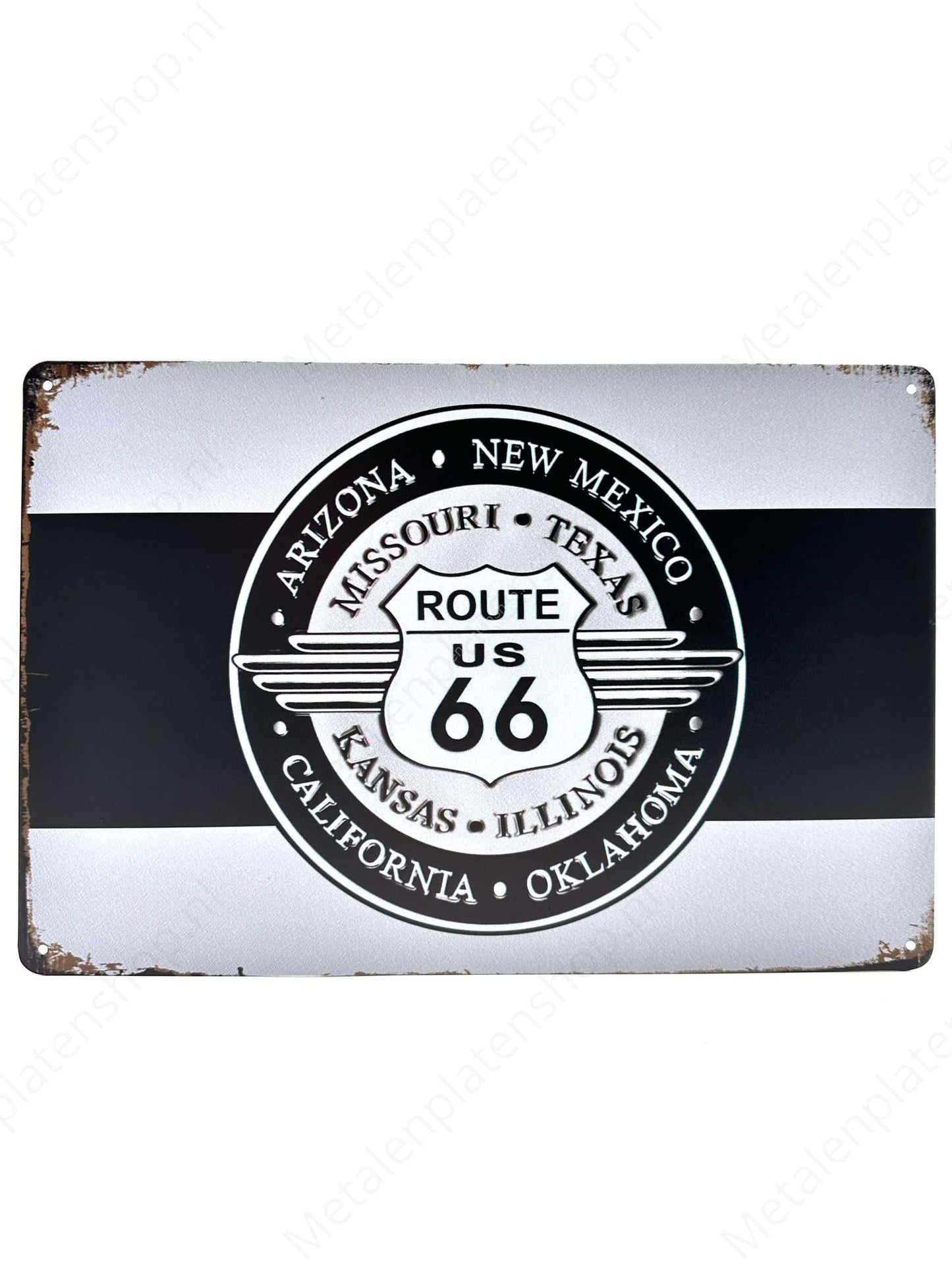 Arizona - New Mexico - Route US 66 - Metalen Wandbord