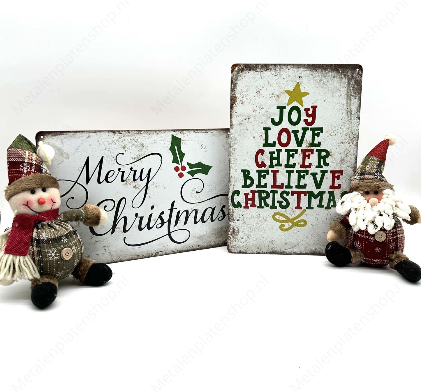 Kerstpakket 1 - Wandbord & Ornamenten - Metalen Wandbord