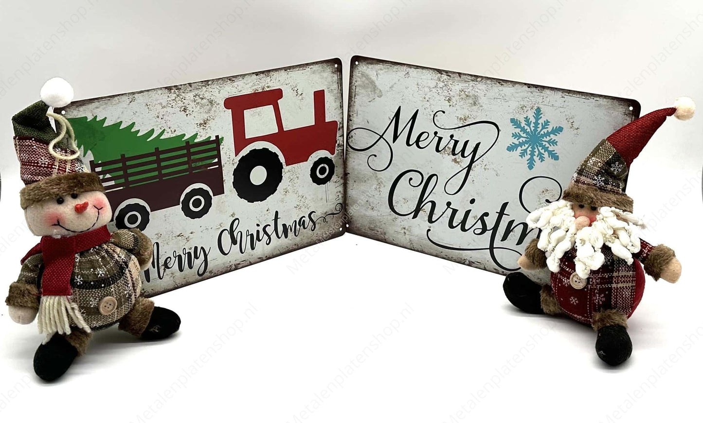 Kerstpakket 2 - Wandbord & Ornamenten - Metalen Wandbord