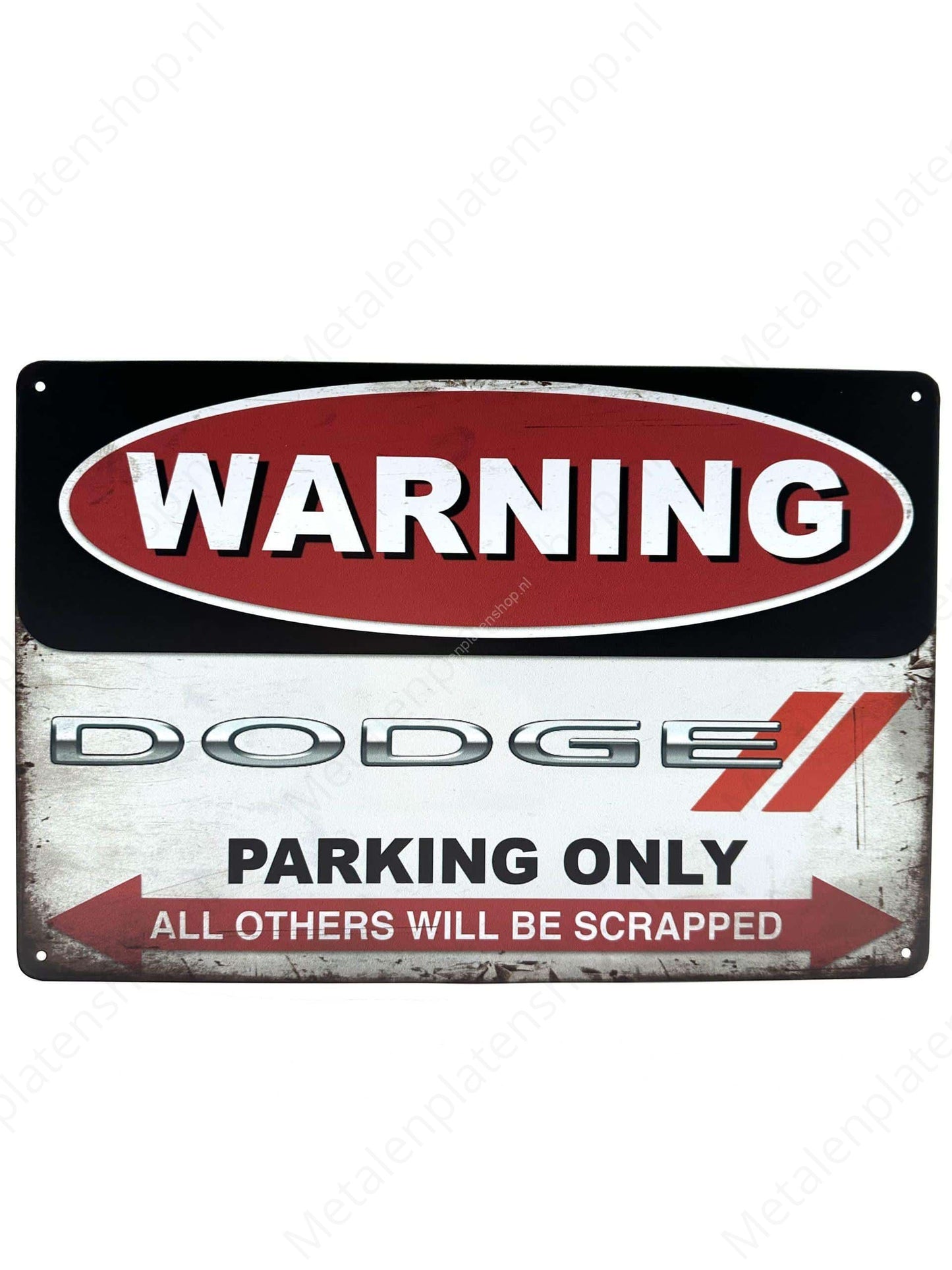 Warning Dodge - Parking Only - Metalen Wandbord